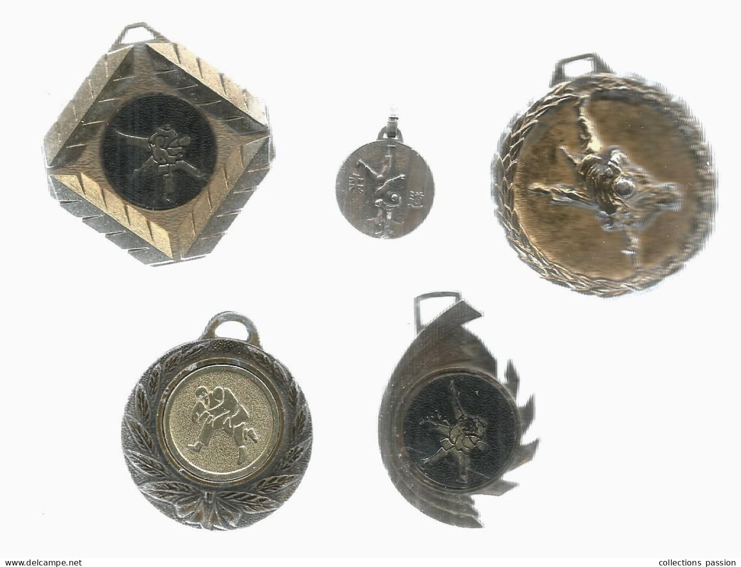 Médaille , Sports ,  JUDO , Uniface , 85 Gr. , LOT DE 5 MEDAILLES - Sports De Combat