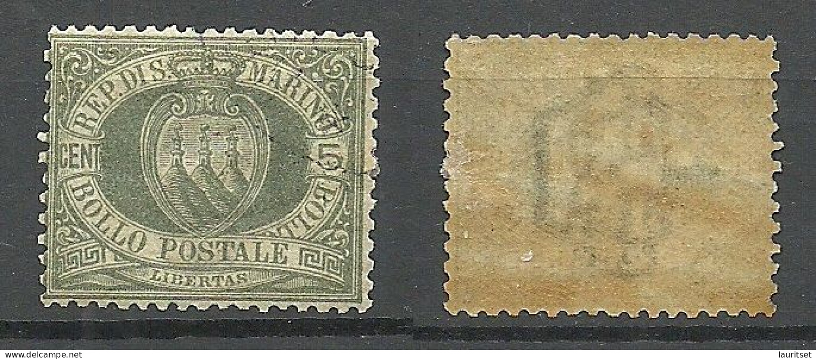 SAN MARINO 1892 Michel 13 Bollo Postale 5 Cen. O (original Gum MNH) - Usados