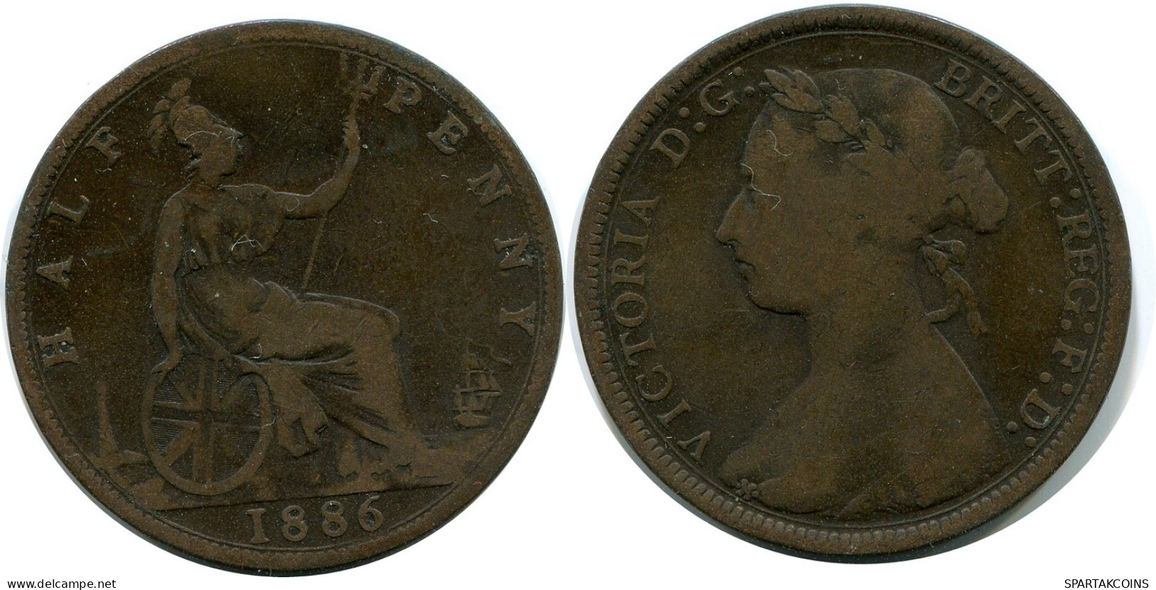 HALF PENNY 1886 UK GRANDE-BRETAGNE GREAT BRITAIN Pièce #AZ647.F - C. 1/2 Penny
