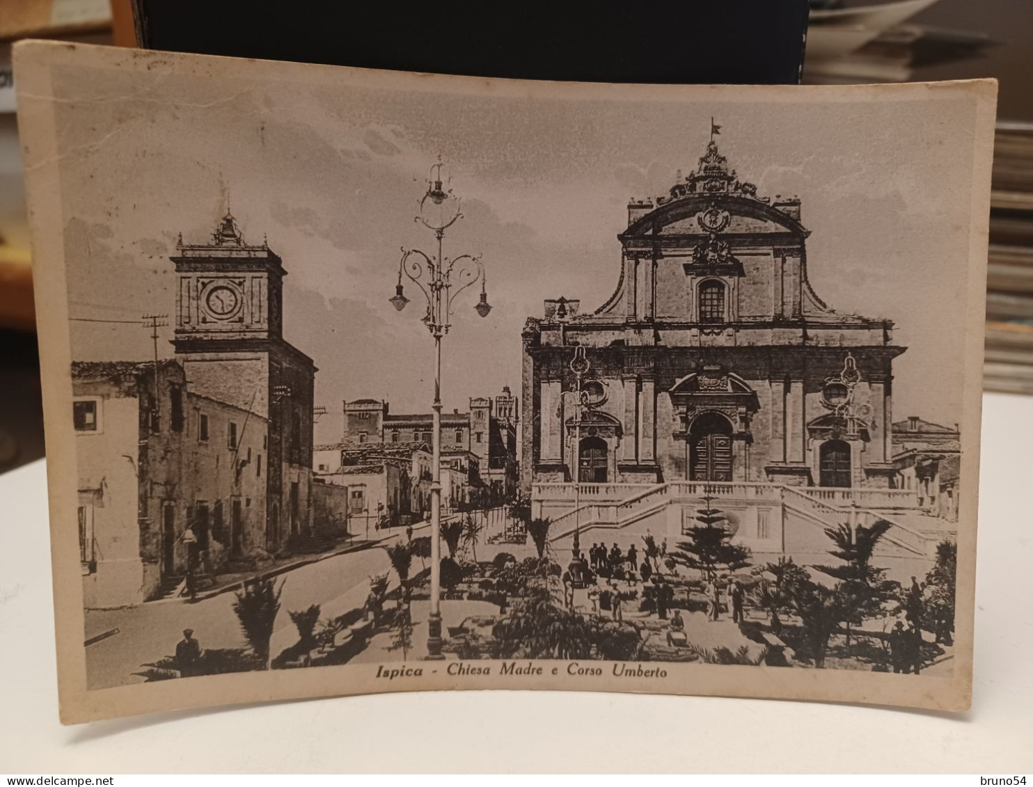 Cartolina Ispica Provincia Ragusa ,chiesa Madre E Corso Umberto 1937 - Ragusa