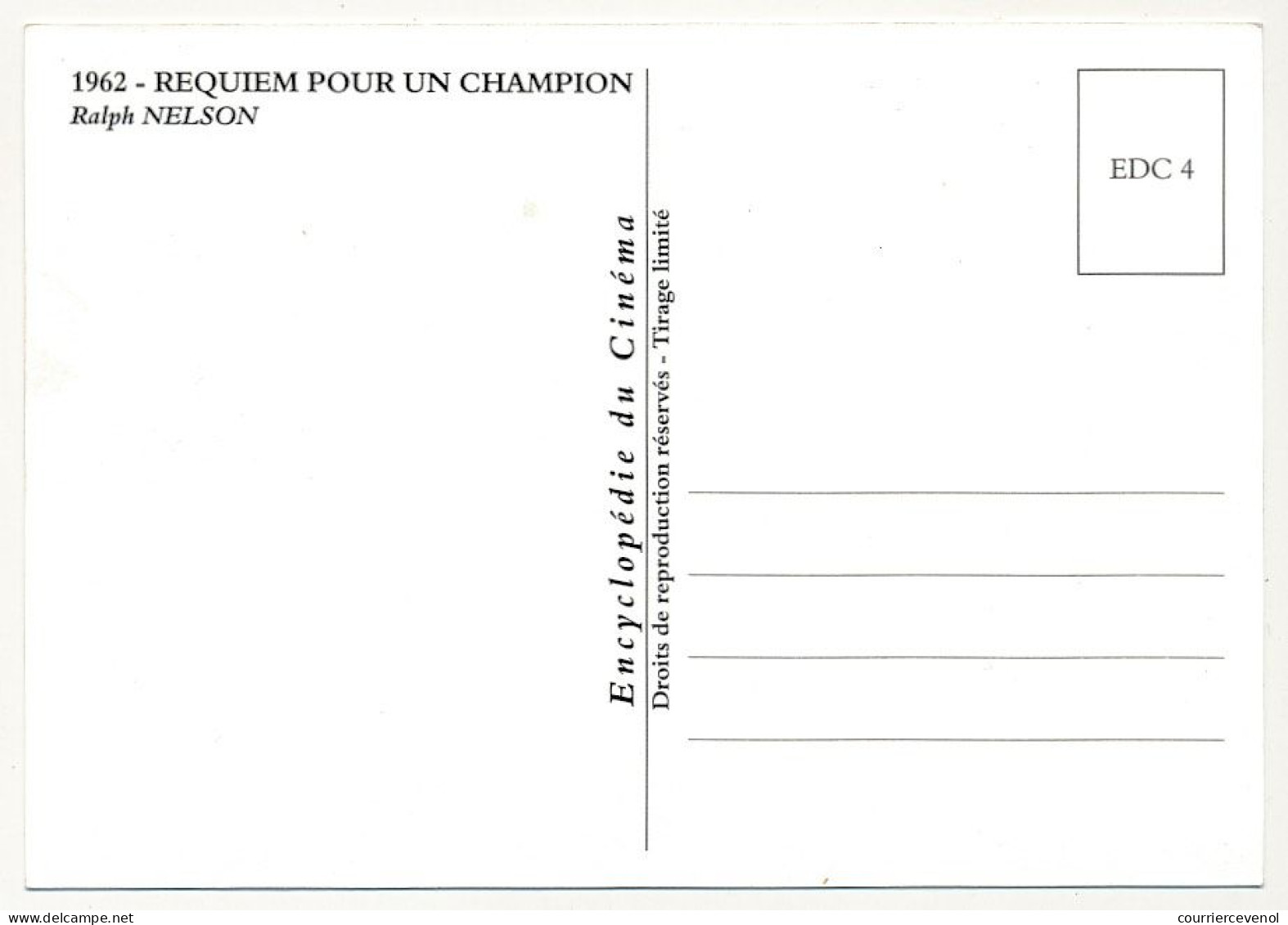 CPM - Reproduction D'affiche De Film - Requiem Pour Un Champion (1962) Ralp Nelson (Anthony Quinn...) - Posters On Cards