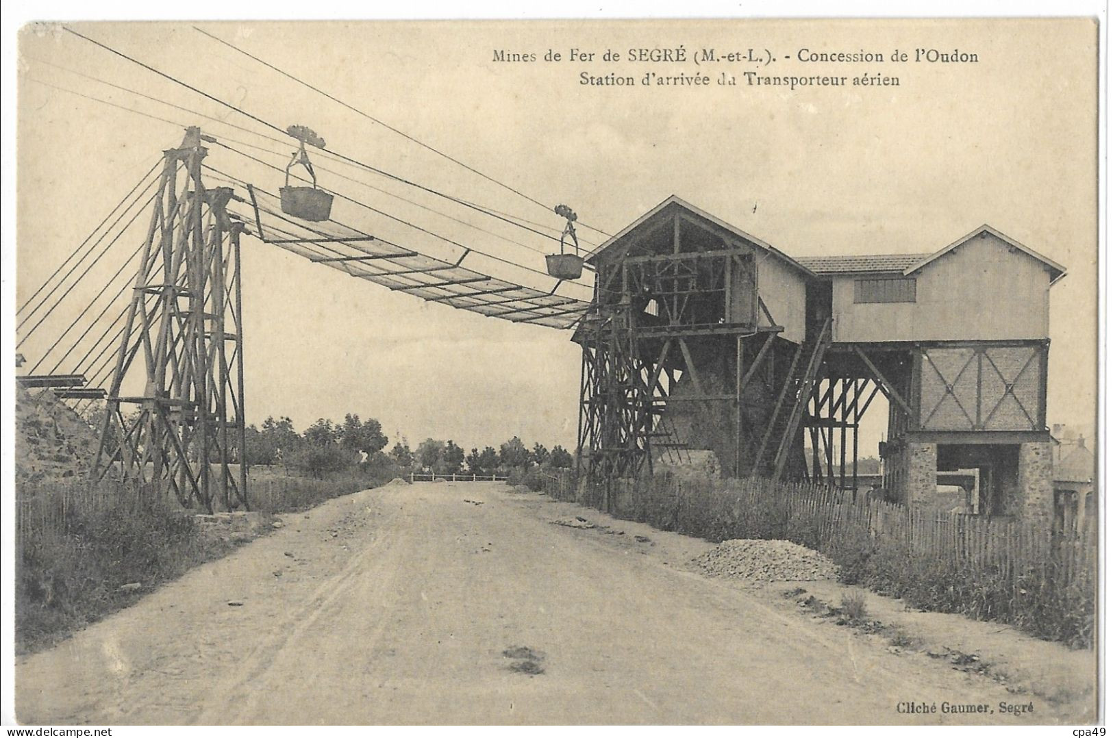 49   SEGRE   MINES  DE  FER  DE SEGRE  CONCESSION  DE  L' OUDON  STATION  D' ARRIVEE  DU  TRANSPORTEUR  AERIEN - Segre