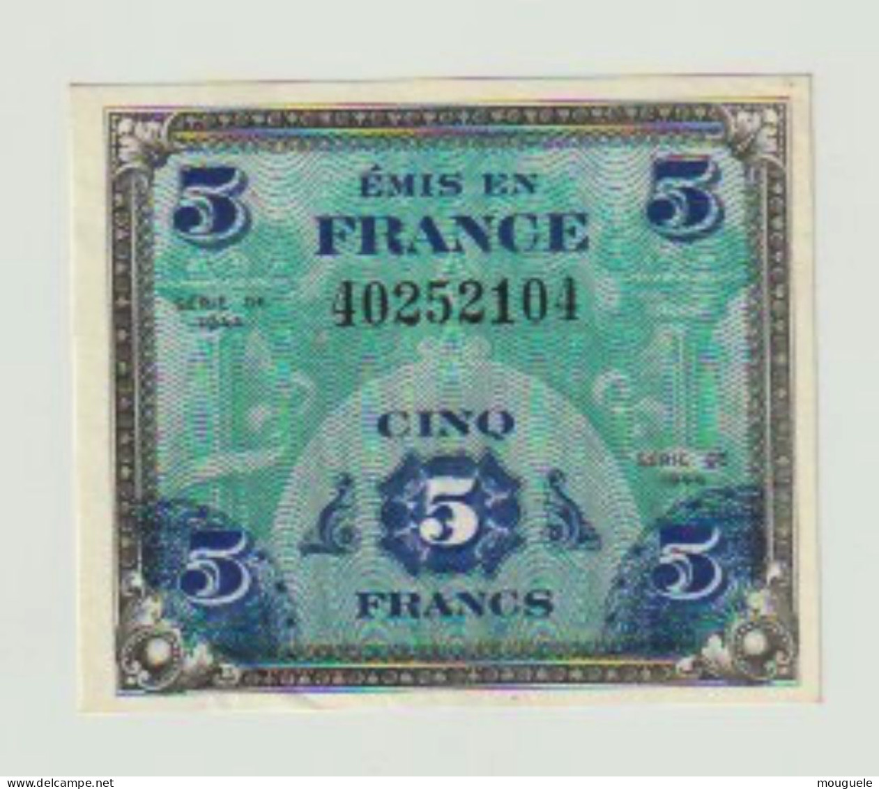 5 Francs Drapeau Spl  Sans Série - 1944 Flagge/Frankreich