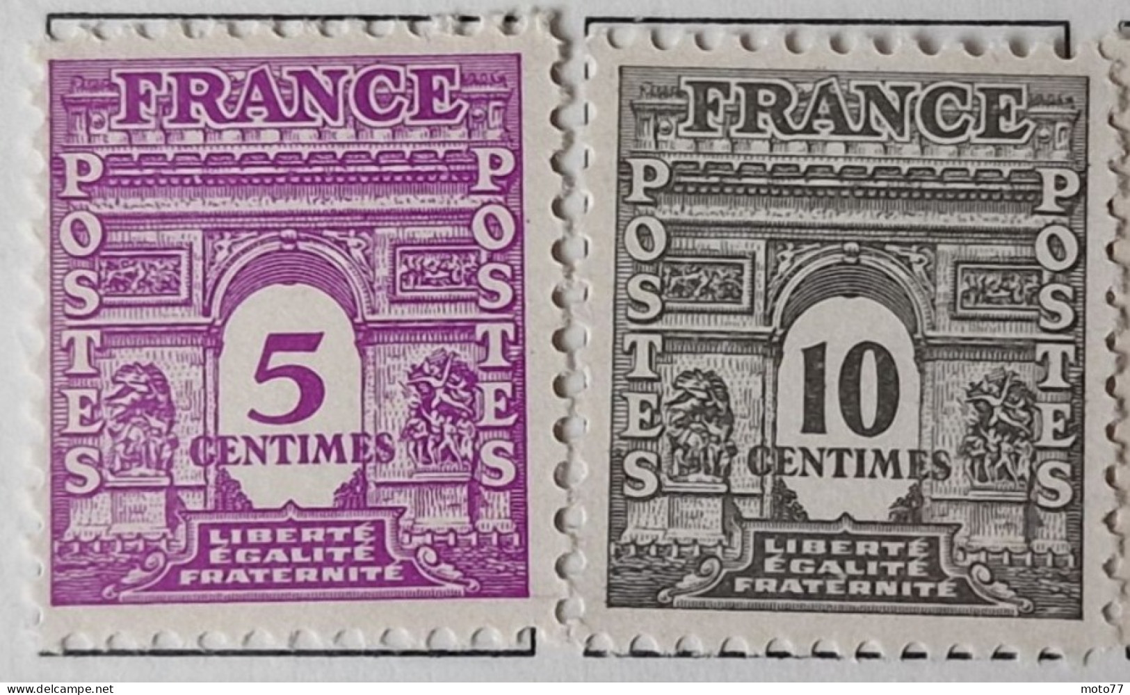 10 TIMBRE France N° 620 621 622 623 624 625 626 627 628 629 Neufs  - 1944 - Yvert & Tellier 2003 Coté Minimum 37 € - 1944-45 Arc Of Triomphe