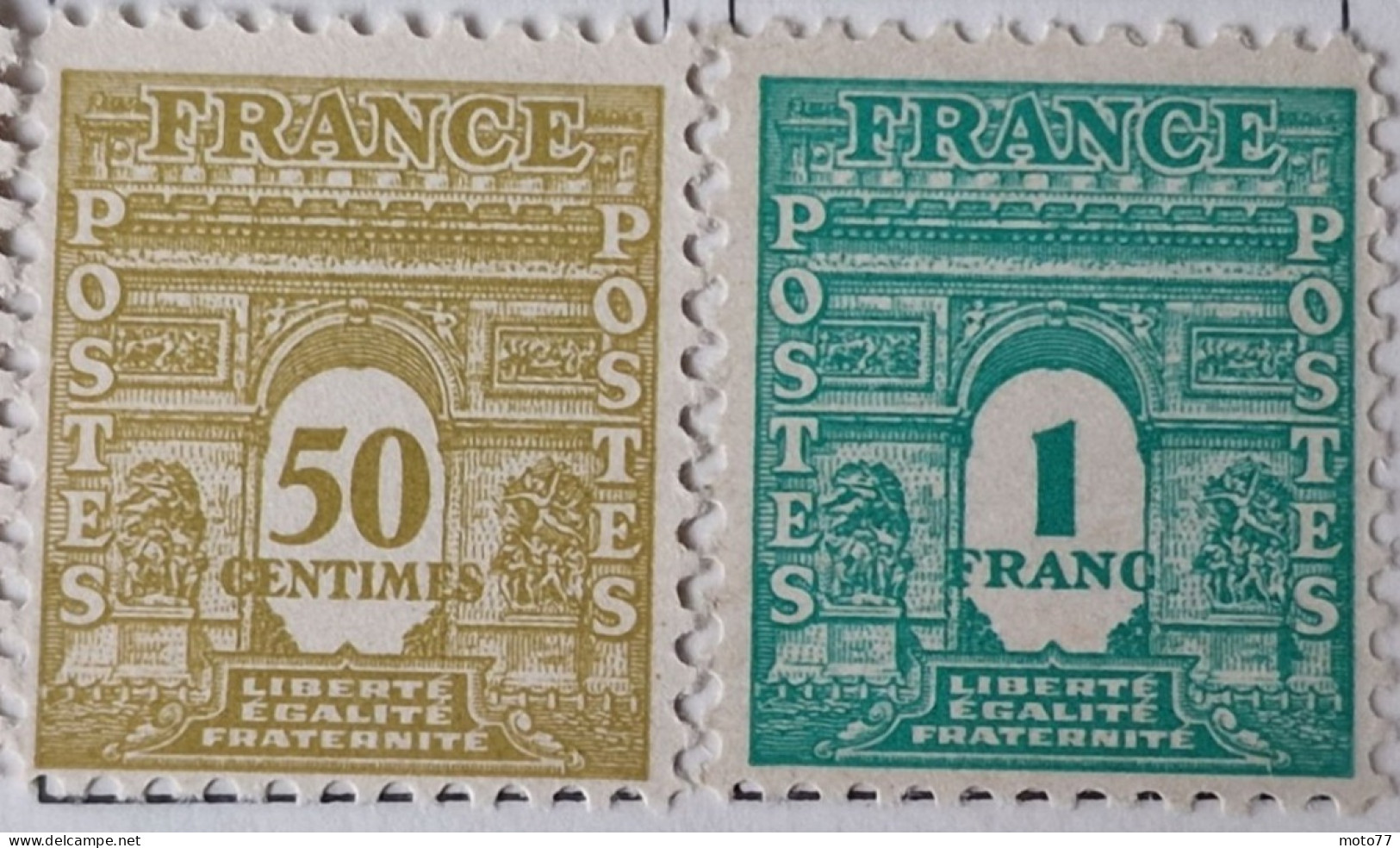 10 TIMBRE France N° 620 621 622 623 624 625 626 627 628 629 Neufs  - 1944 - Yvert & Tellier 2003 Coté Minimum 37 € - 1944-45 Arc Of Triomphe