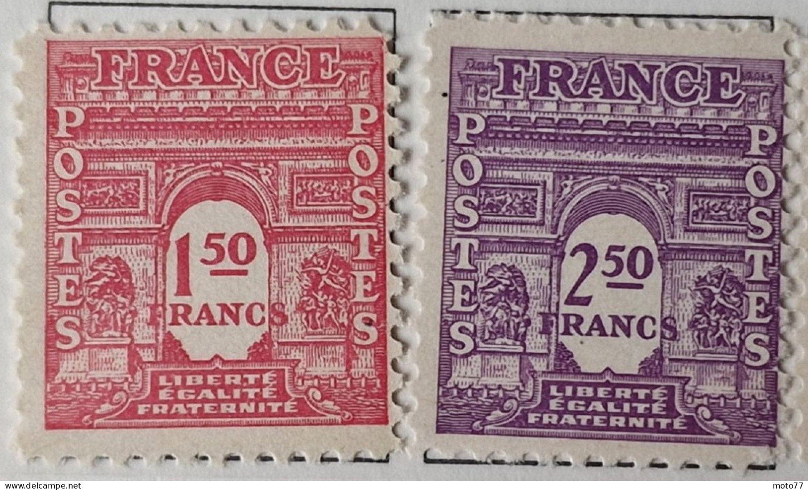 10 TIMBRE France N° 620 621 622 623 624 625 626 627 628 629 Neufs  - 1944 - Yvert & Tellier 2003 Coté Minimum 37 € - 1944-45 Triomfboog