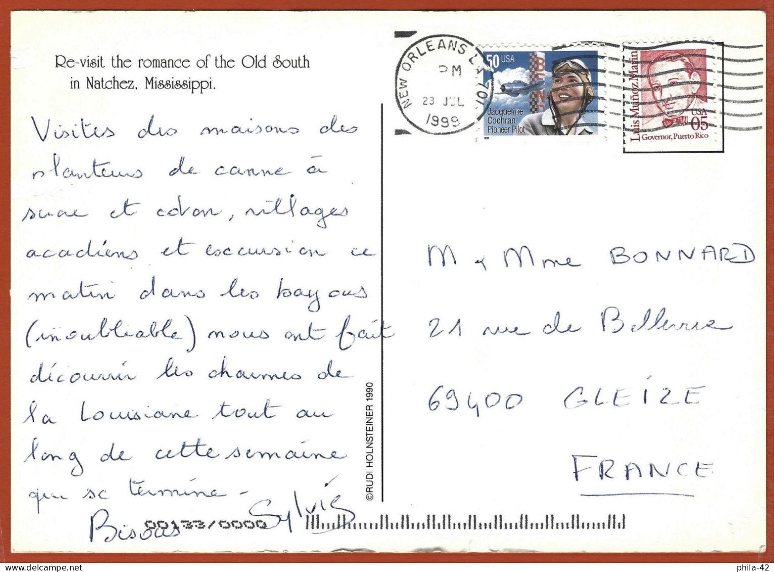 Etats-Unis : Mississipi - Vieilles Demeures Du Sud à Natchez - Carte Utilisée - Autres & Non Classés