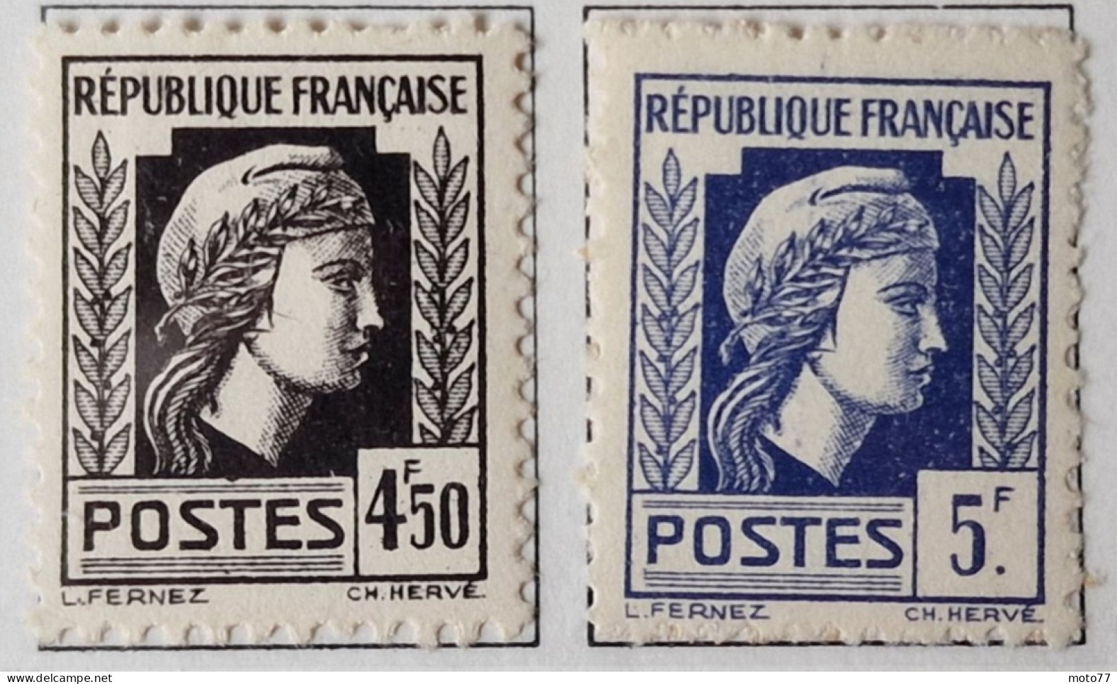 11 TIMBRE France n° 634 635 636 637 638 639 641 642 643 644 645 neufs - 1944 - Yvert & Tellier 2003 coté minimum 10.55 €