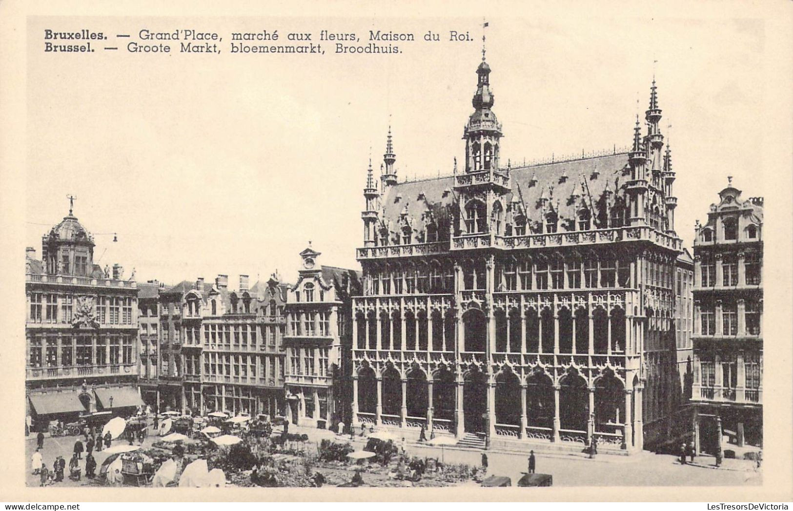 BELGIQUE - Bruxelles - Grand Place, Marché Aux Fleurs, Maison Du Roi - Carte Postale Ancienne - Plätze