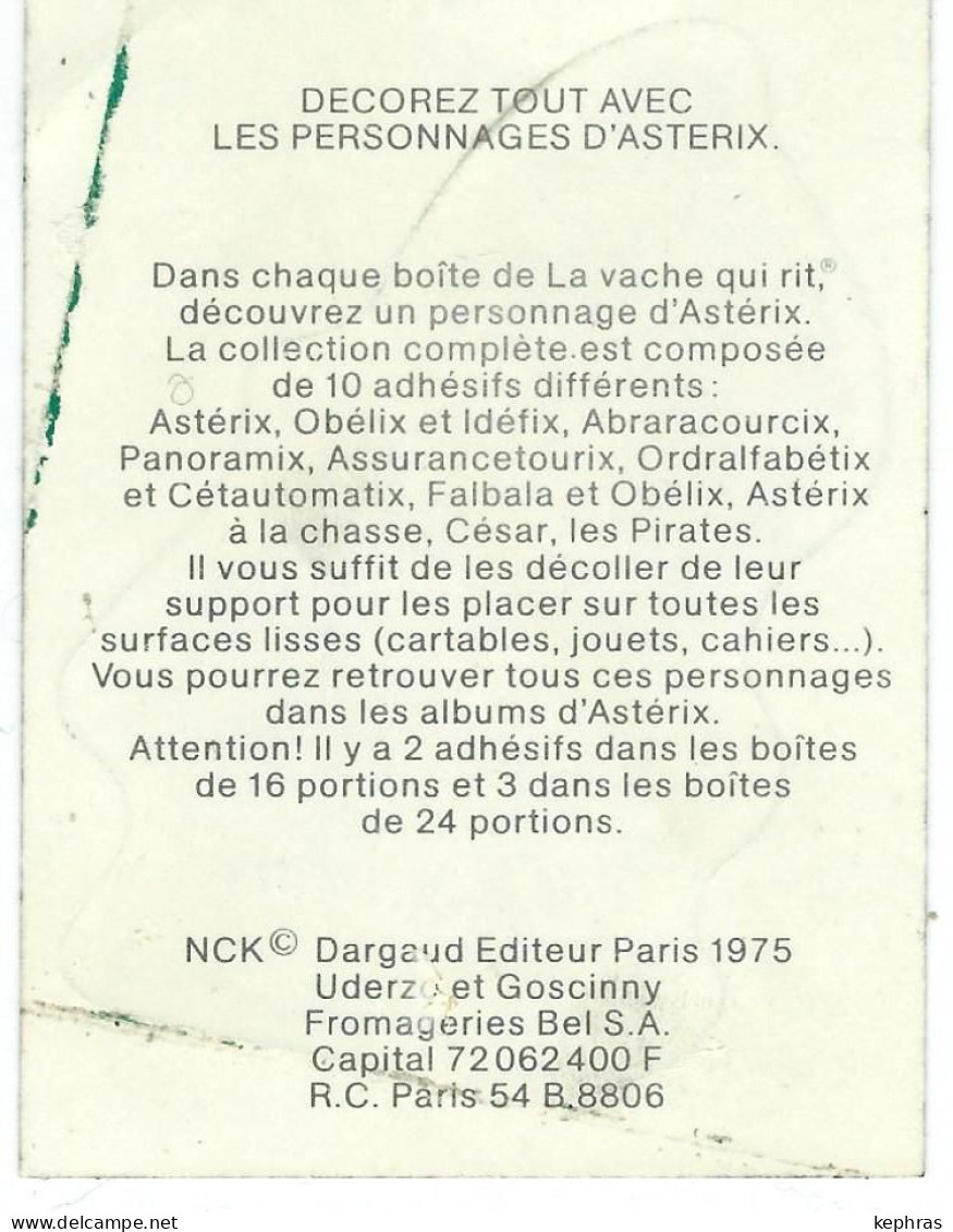 Autocollant - Les Pirates - Astérix - Uderzo Et Goscinny - 1975 - Publicité Fromage Bel - Stickers