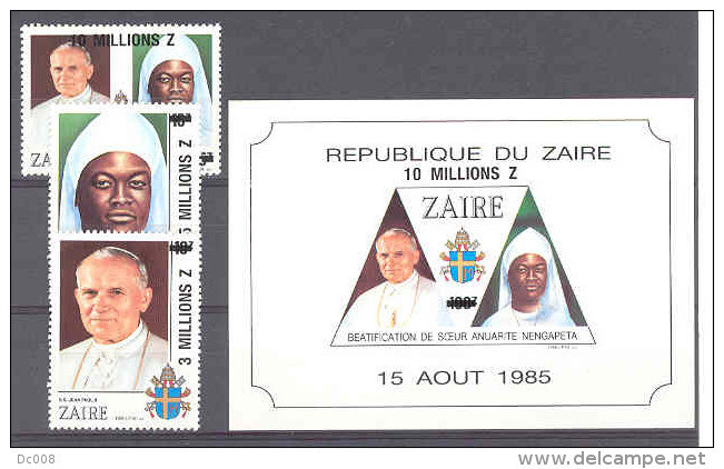 Pope-Sister Overprint COB 1449/51+BL69 1993 MNH - Unused Stamps