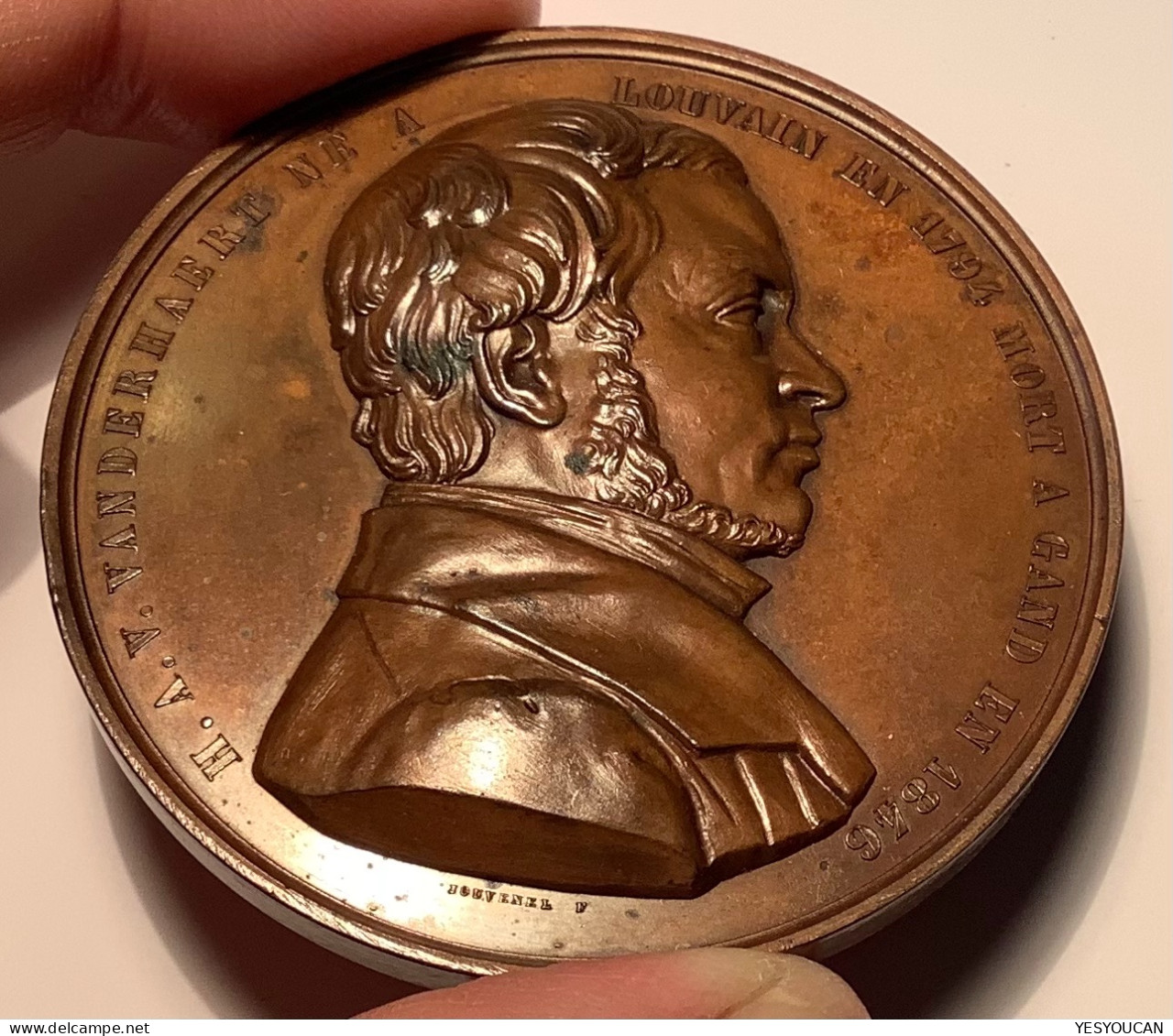 Belgique~MS63 VANDERHAERT PEINTRE: LOUVAIN 1794 MORT GAND 1846 Médaille Par Jouvenel (medal Belgium Art Painter - Ohne Zuordnung