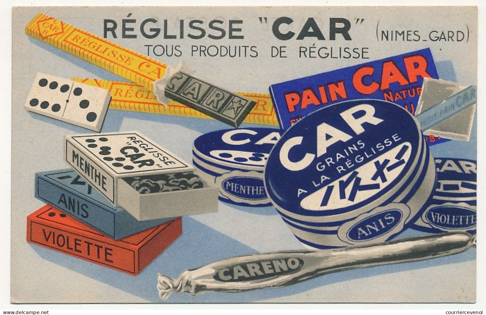 CPA - NIMES (Gard) - 3 Cartes Publicitaires RÉGLISSE CAR Différentes, Neuves - Publicidad