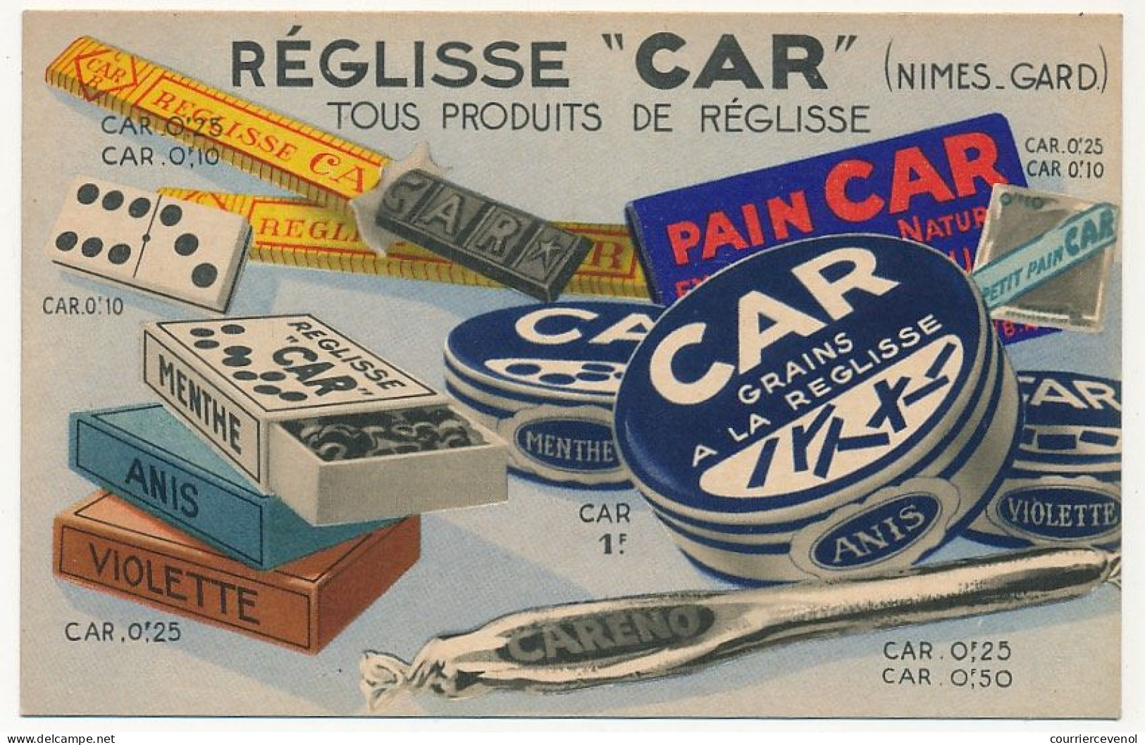 CPA - NIMES (Gard) - 3 Cartes Publicitaires RÉGLISSE CAR Différentes, Neuves - Werbepostkarten