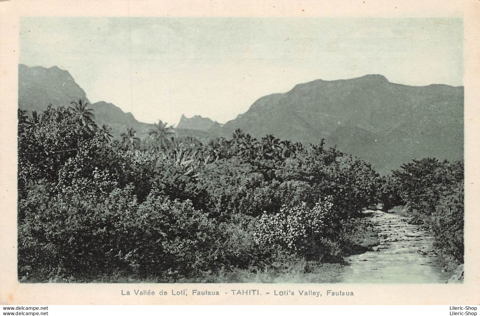 VINTAGE POSTCARD TAHITI . LA VALLEE DE LOTI , FAUTAUA -  MAGASIN SPITZ PAPEETE - Tahiti