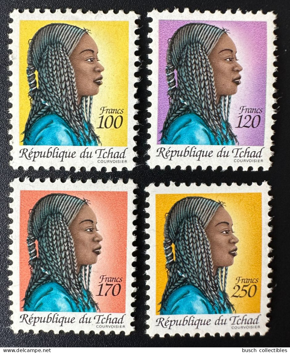 Tchad Chad Tschad 1990 Mi. 1192 - 1195 Traditional Hairstyles Cheveux Tresses Definitives Série Courante Freimarken - Ciad (1960-...)