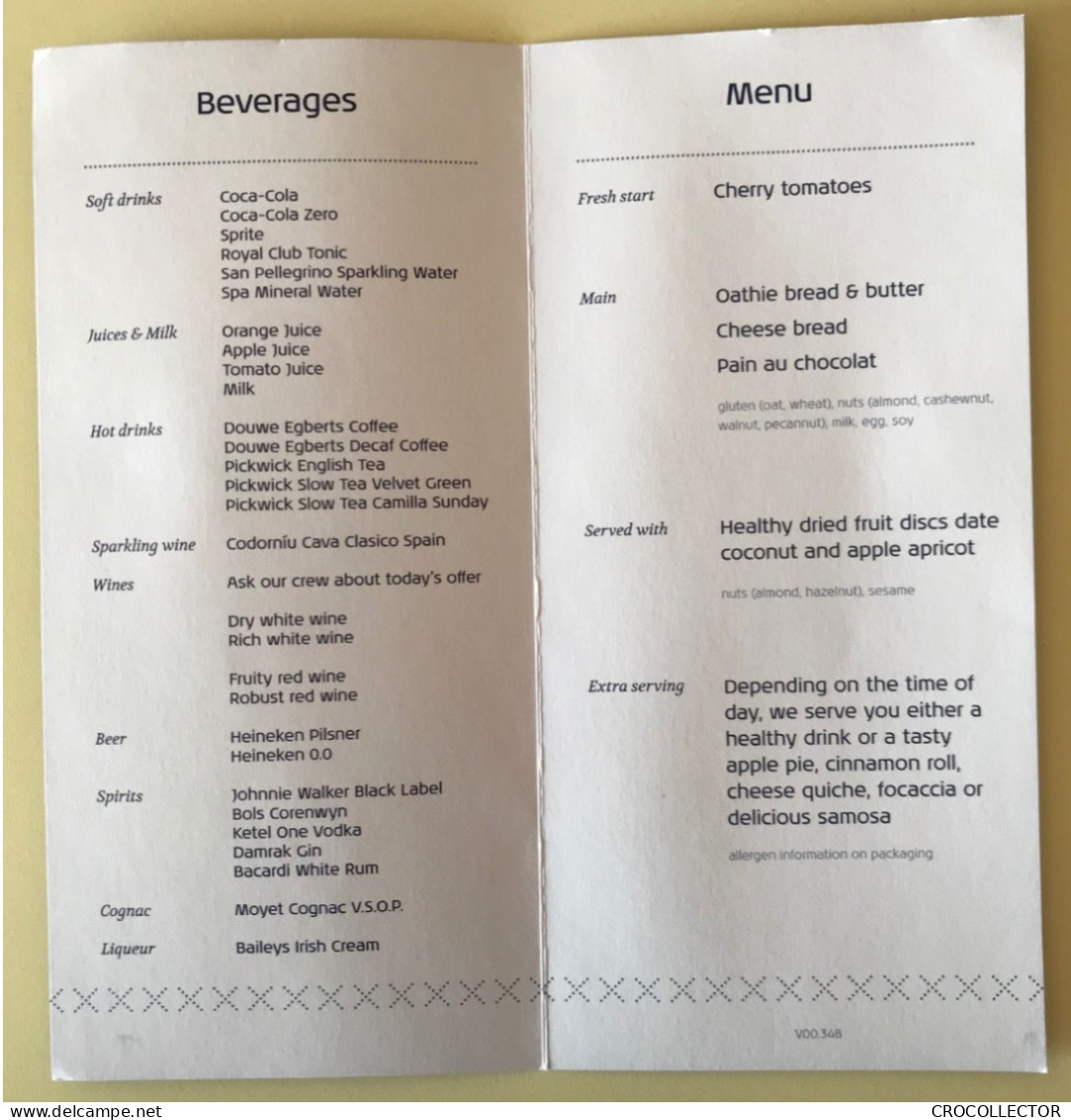 KLM Menu VOO.348 - Menus