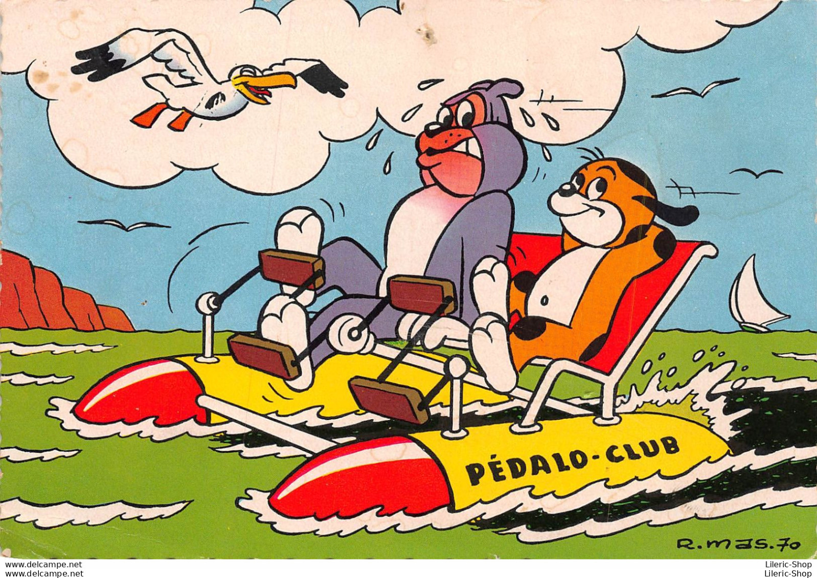 BANDES DESSINEES ( Pif Gadget ) PEDALO CLUB ... CPSM Dentelée GF ( Illustration R. MAS 1970 ) - Comicfiguren