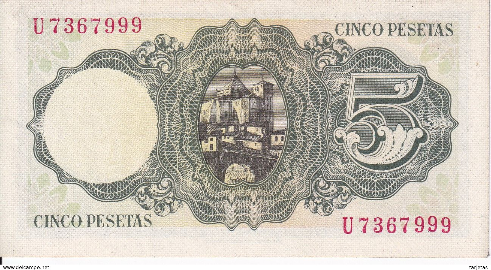 BILLETE DE ESPAÑA DE 5 PTAS DEL 16/08/1951 SERIE U SIN CIRCULAR (UNC) (BANKNOTE) - 5 Peseten