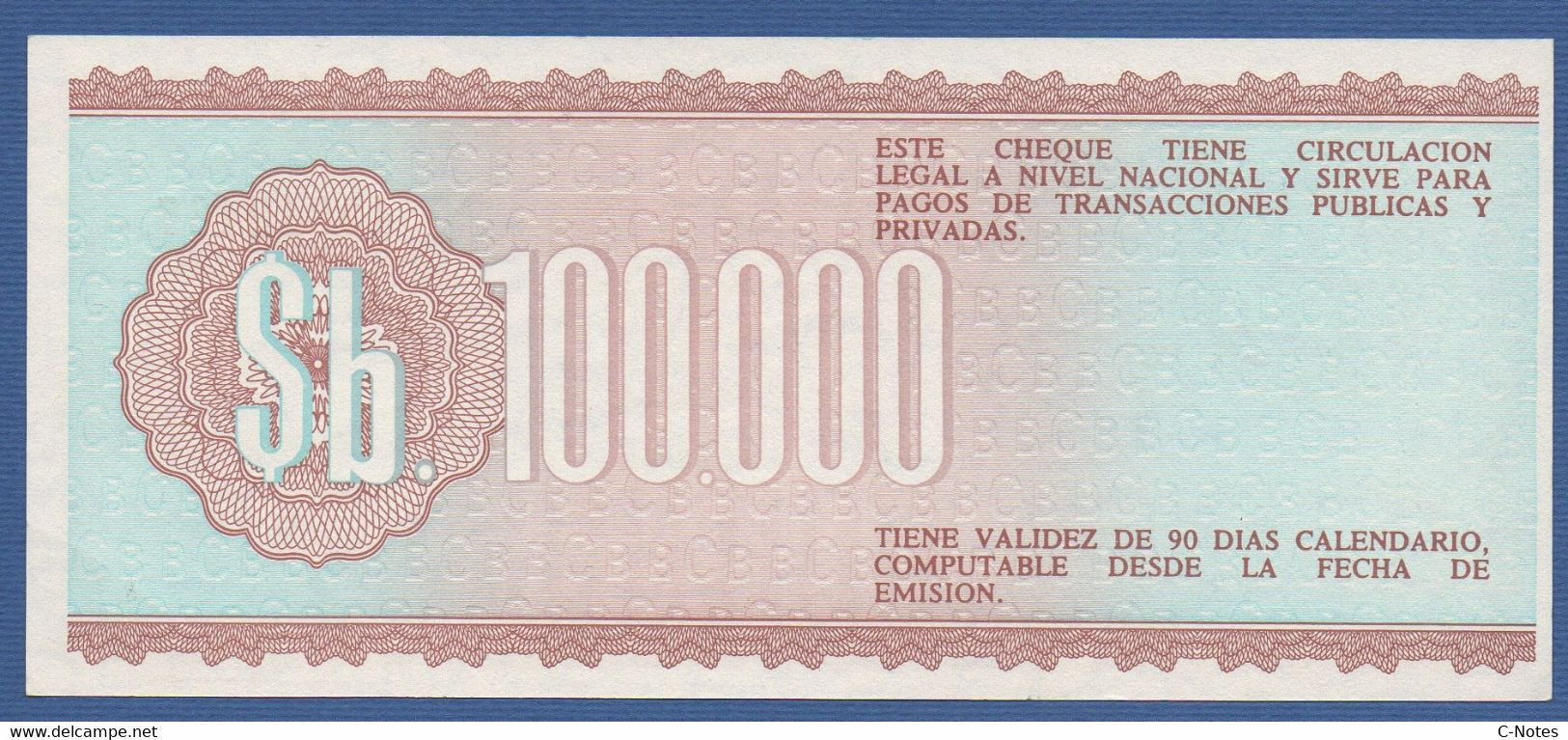 BOLIVIA - P.188 – 100.000 Pesos Bolivianos D.05.06.1984 AUNC Serie A 40812487 - Bolivie