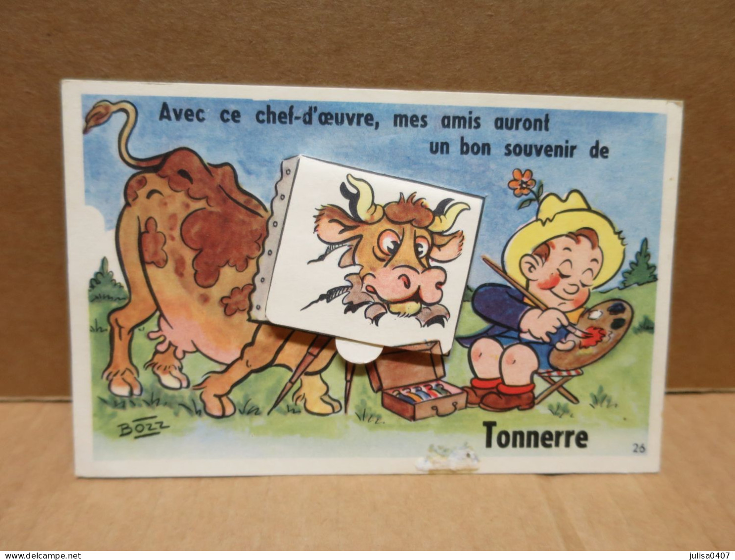 TONNERRE (89) Carte à Système Dépliant Peintre Vache - Tonnerre