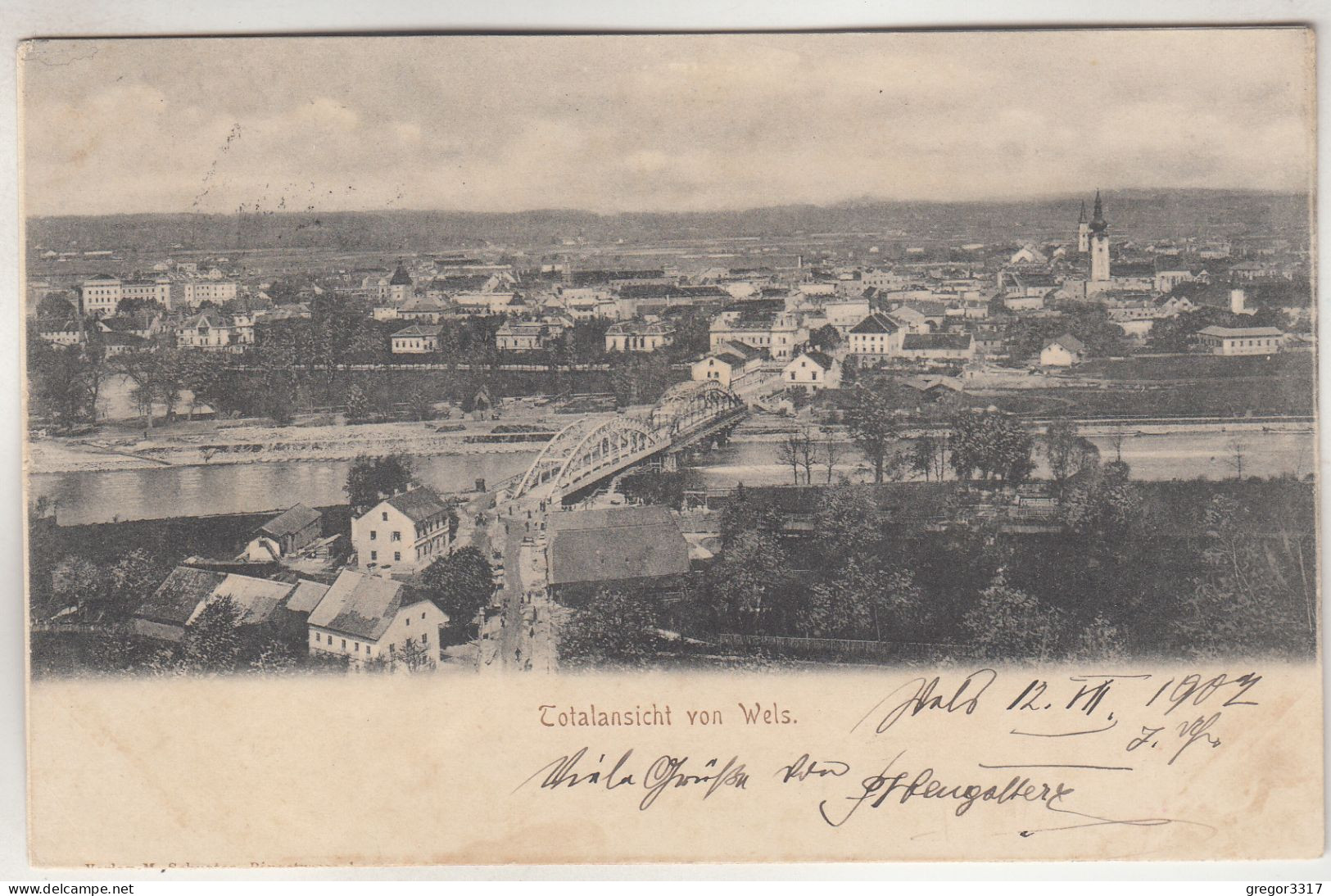 C7662) Totalansicht Von WELS 1907 - Wels