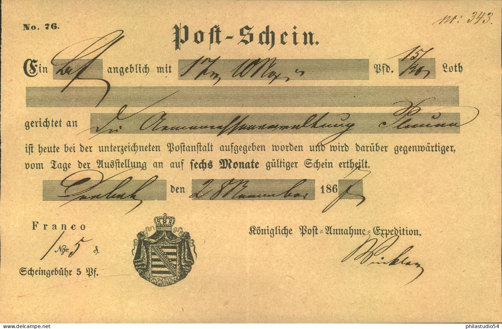 1857, 1867: 2 Verschiedene Postscheine Von Döbeln - Saxony