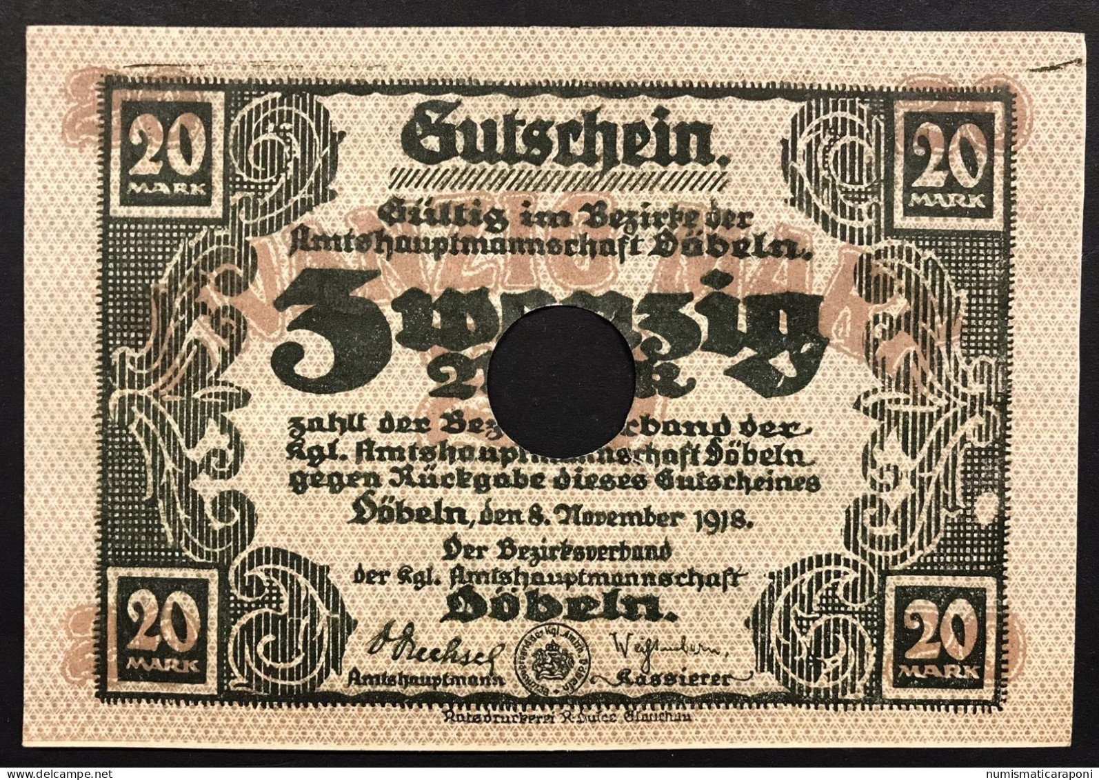 GERMANIA ALEMANIA GERMANY Gutschein 20 Mark 1918 LOTTO 4540 - Bestuur Voor Schulden