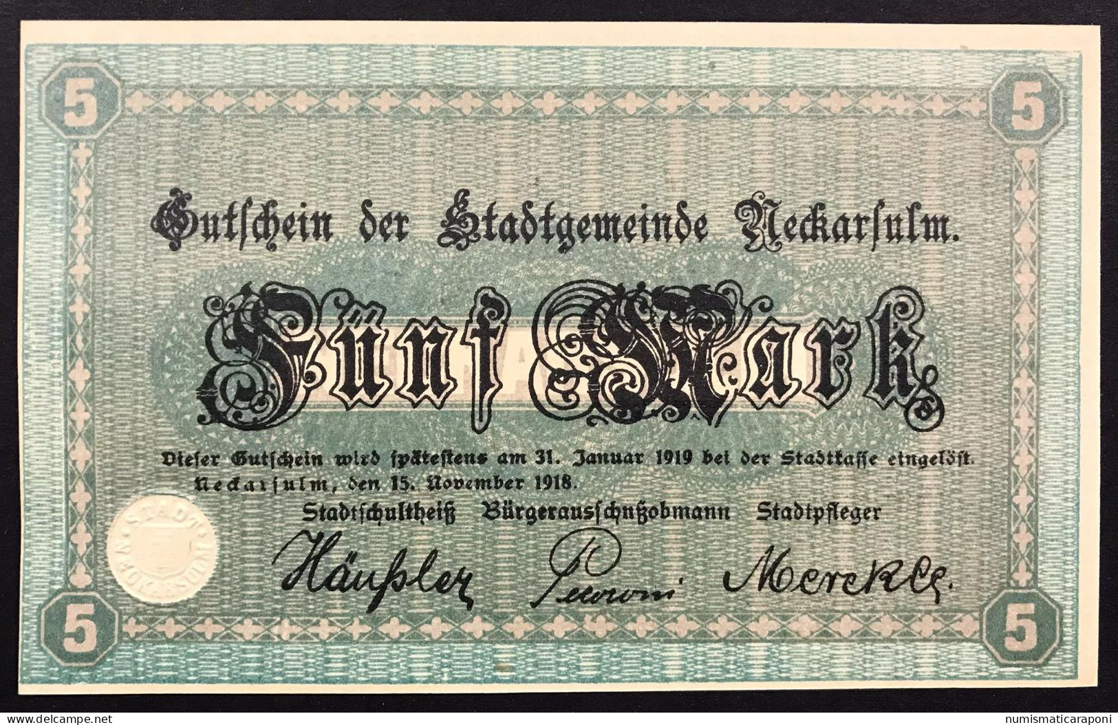 GERMANIA ALEMANIA GERMANY Gutschein 5 Mark 1918 LOTTO 4541 - Reichsschuldenverwaltung