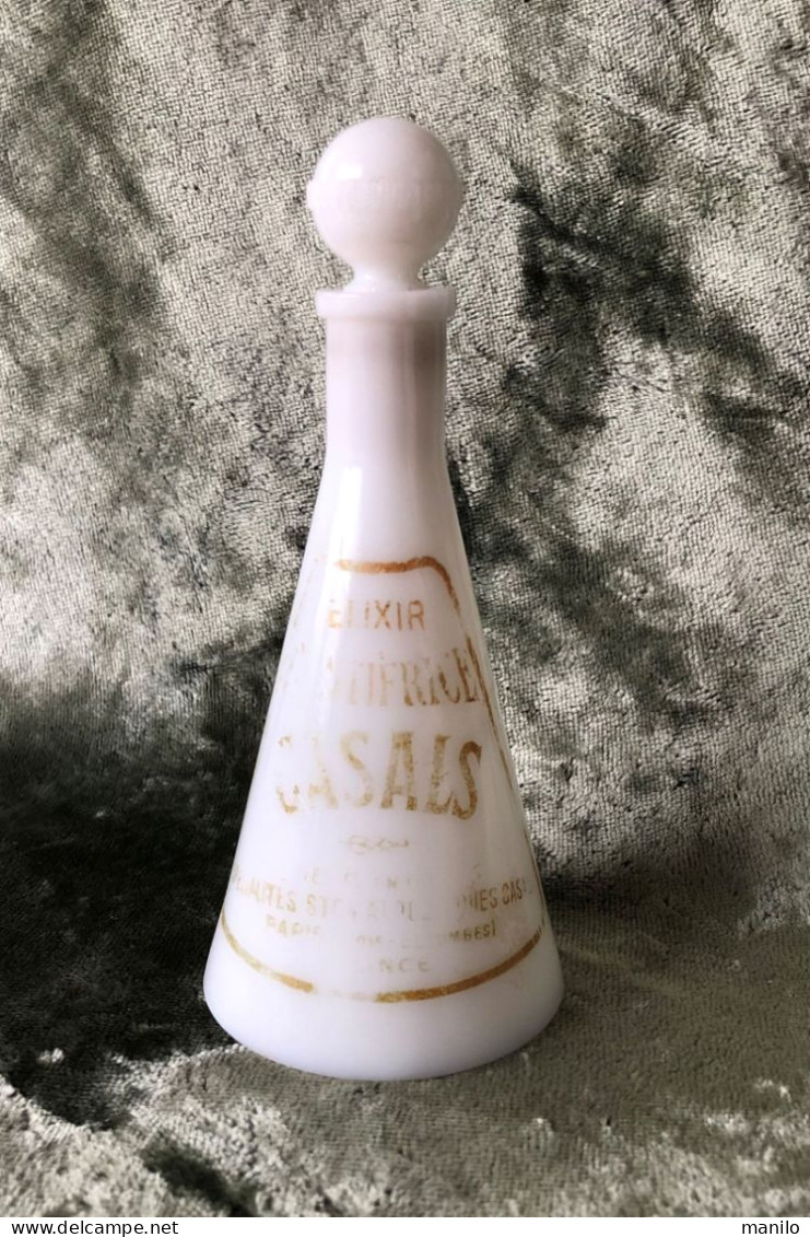 Thème Parfum : Elixir Dentifrice CASALS Spécialités Stomatologiques PARIS BOIS-COLOMBES -FRANCE-flacon Verre Blanc Moulé - Schoonheidsproducten