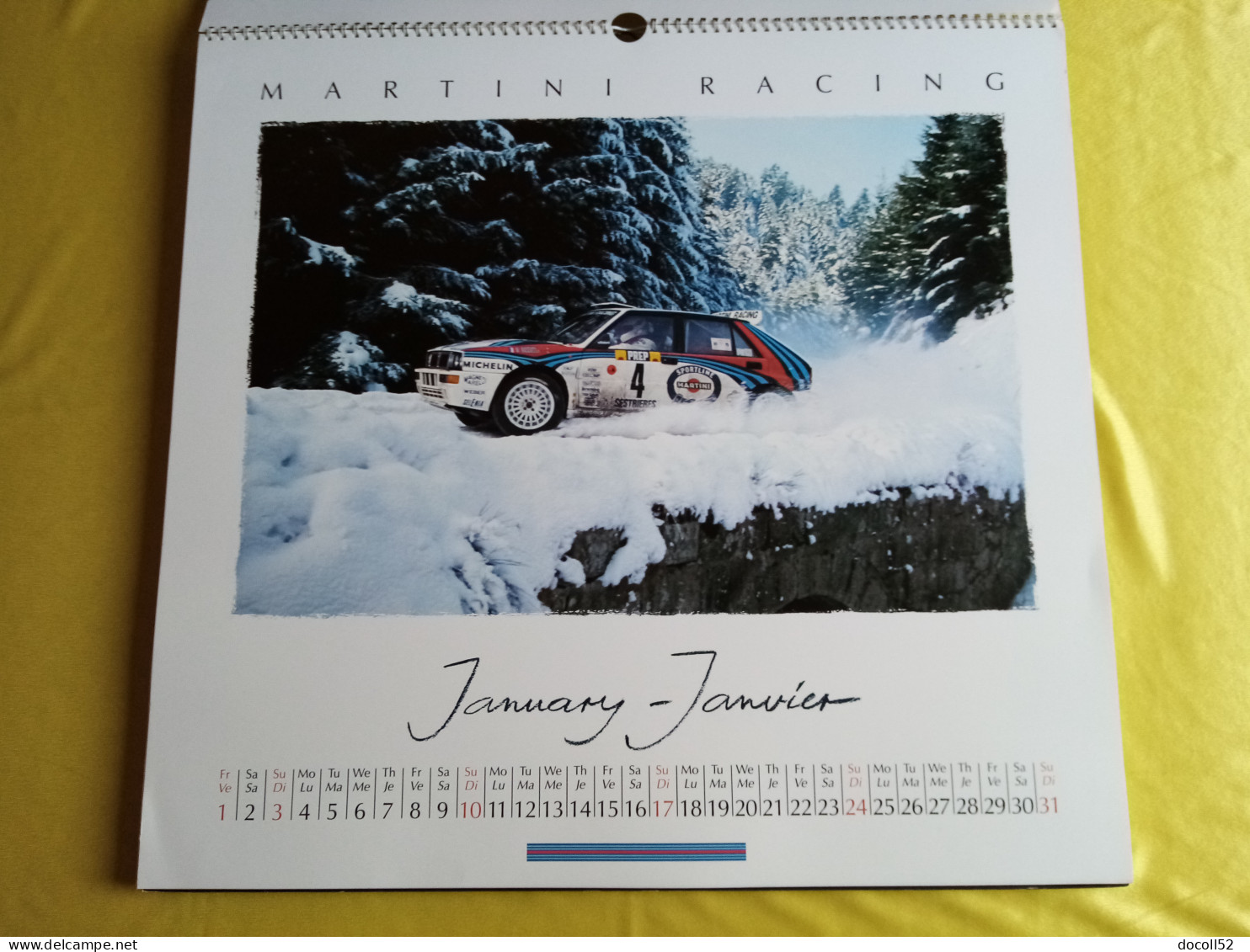 LOT DE 7 TRES GRANDS CALENDRIERS DE CONCESSIONNAIRES LANCIA DELTA HF MARTINI RALLYE 1990/91/92/93/94 - 8 KGS EN TOUT - Grand Format : 1991-00