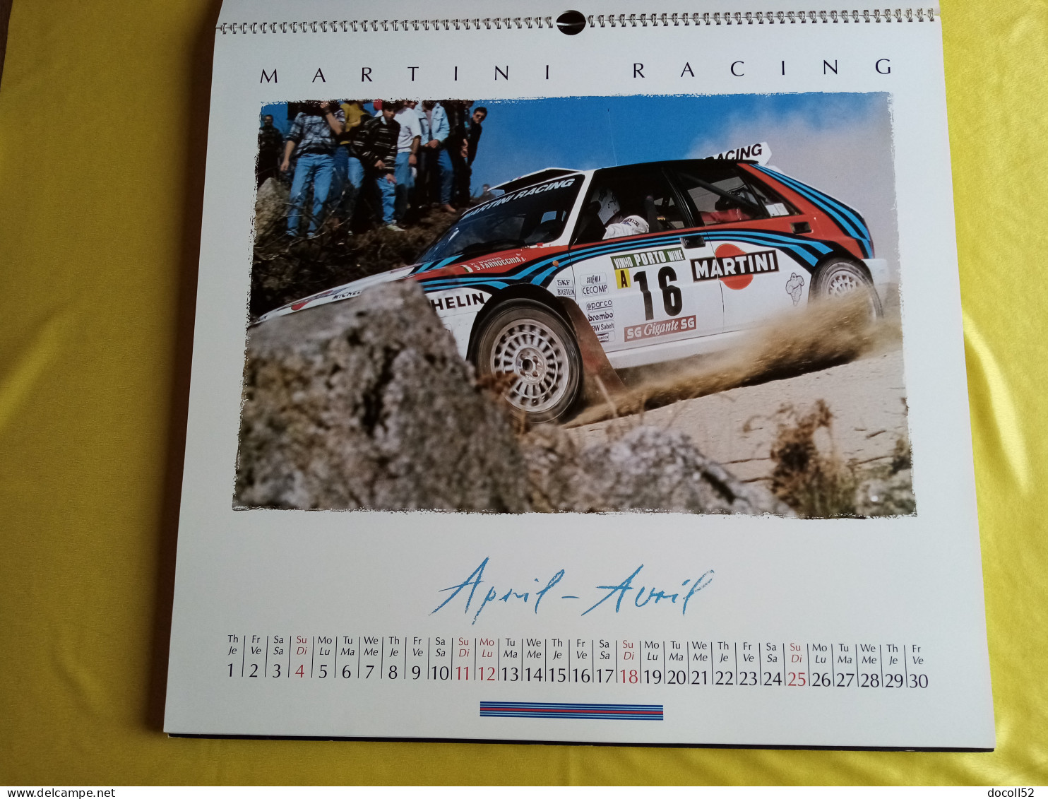 LOT DE 7 TRES GRANDS CALENDRIERS DE CONCESSIONNAIRES LANCIA DELTA HF MARTINI RALLYE 1990/91/92/93/94 - 8 KGS EN TOUT