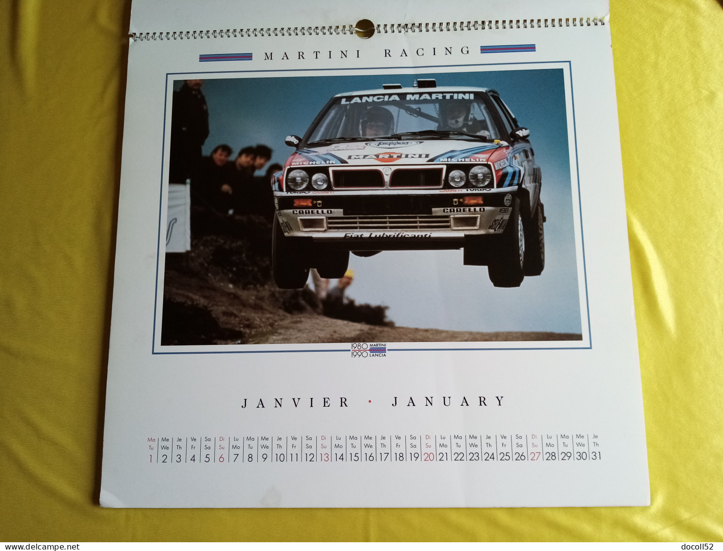 LOT DE 7 TRES GRANDS CALENDRIERS DE CONCESSIONNAIRES LANCIA DELTA HF MARTINI RALLYE 1990/91/92/93/94 - 8 KGS EN TOUT