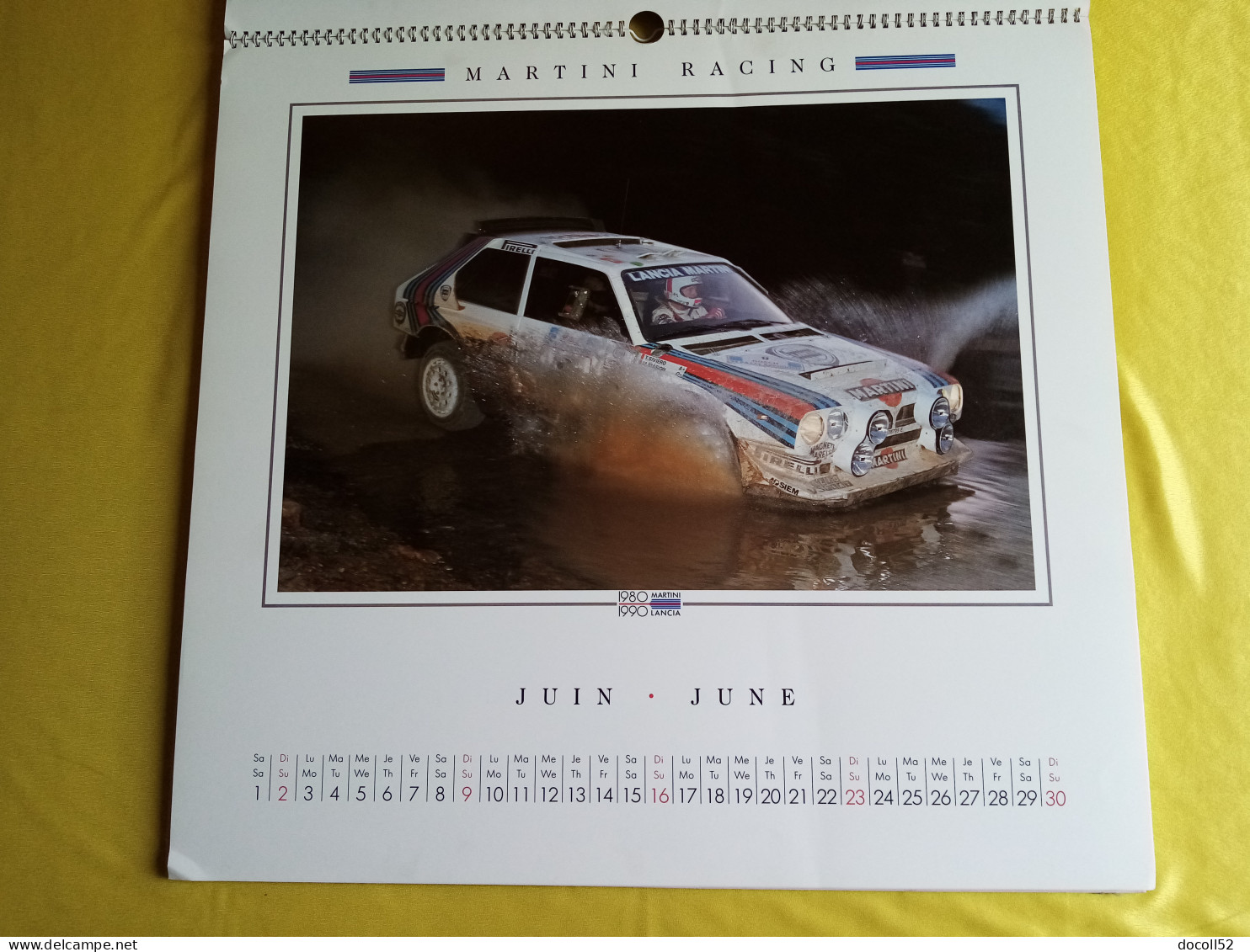 LOT DE 7 TRES GRANDS CALENDRIERS DE CONCESSIONNAIRES LANCIA DELTA HF MARTINI RALLYE 1990/91/92/93/94 - 8 KGS EN TOUT