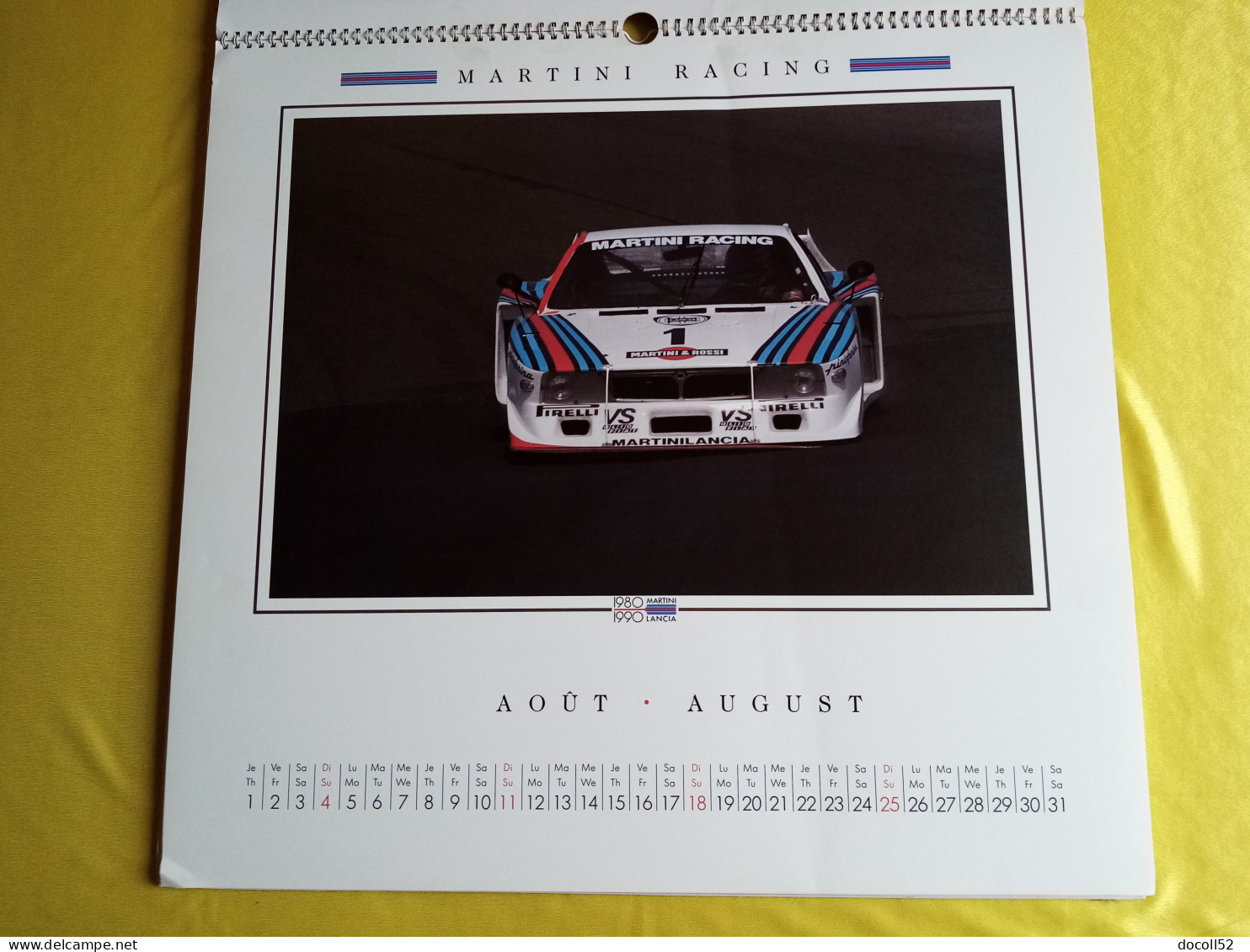 LOT DE 7 TRES GRANDS CALENDRIERS DE CONCESSIONNAIRES LANCIA DELTA HF MARTINI RALLYE 1990/91/92/93/94 - 8 KGS EN TOUT