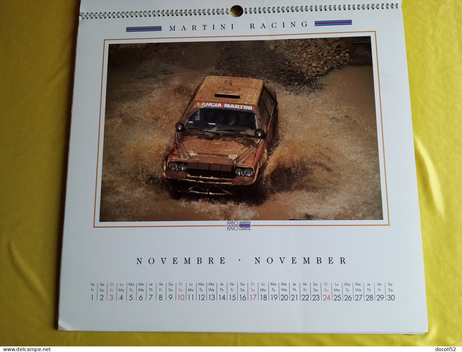 LOT DE 7 TRES GRANDS CALENDRIERS DE CONCESSIONNAIRES LANCIA DELTA HF MARTINI RALLYE 1990/91/92/93/94 - 8 KGS EN TOUT