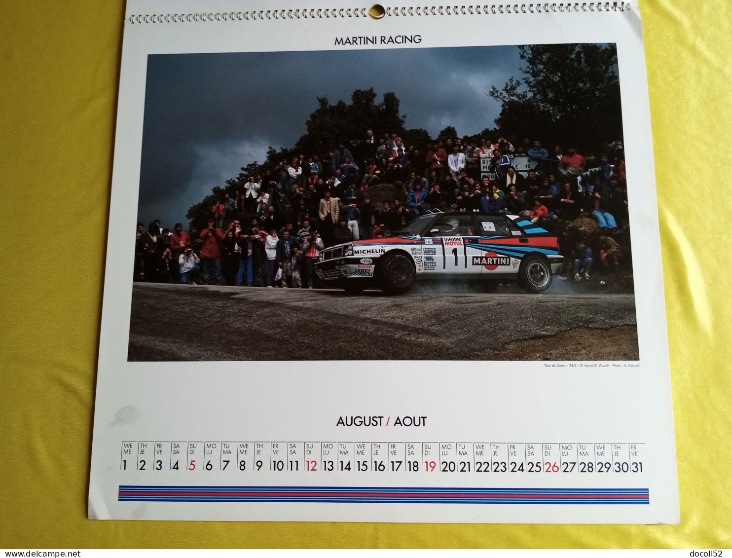 LOT DE 7 TRES GRANDS CALENDRIERS DE CONCESSIONNAIRES LANCIA DELTA HF MARTINI RALLYE 1990/91/92/93/94 - 8 KGS EN TOUT