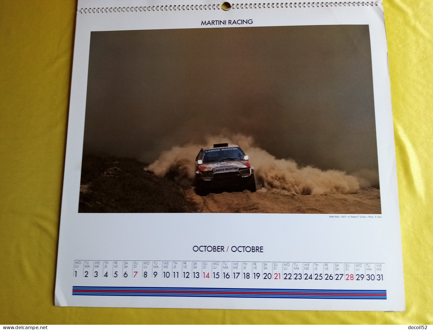 LOT DE 7 TRES GRANDS CALENDRIERS DE CONCESSIONNAIRES LANCIA DELTA HF MARTINI RALLYE 1990/91/92/93/94 - 8 KGS EN TOUT