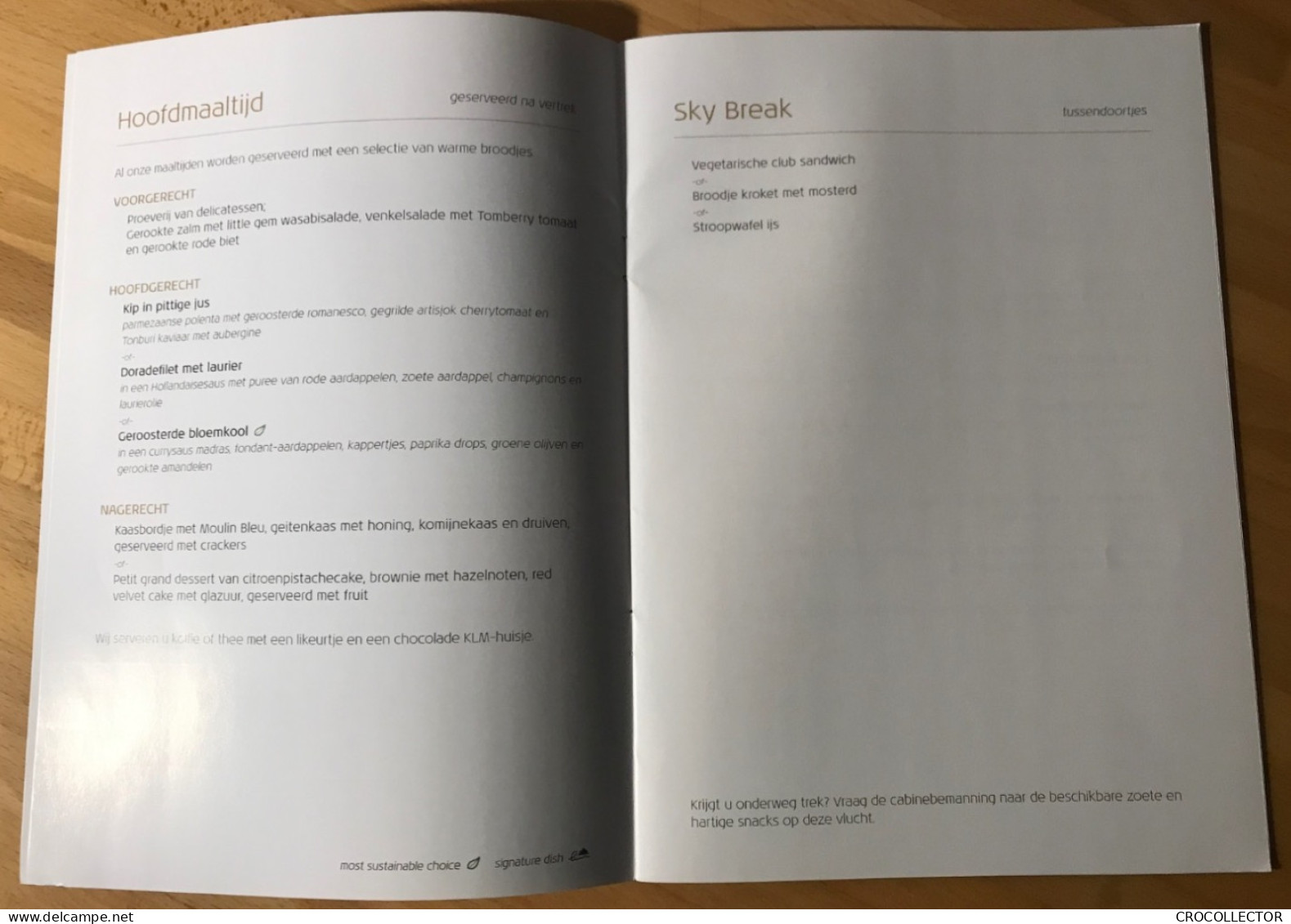 KLM Business Class Menu AMS-DXB 21 OCT 2022 - Menu Kaarten