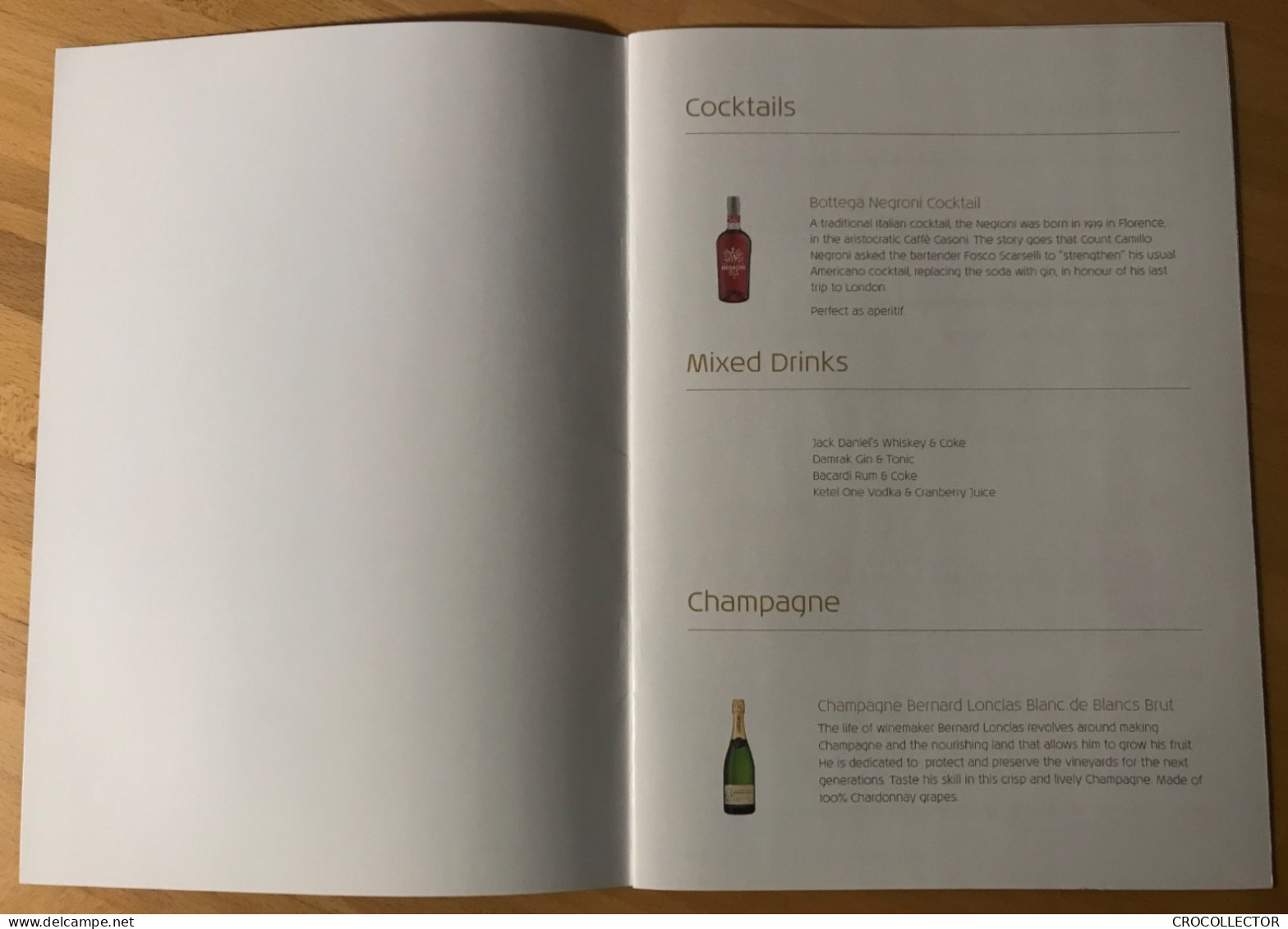 KLM Business Class Menu DXB-AMS 26 OCT 2022 - Menu Kaarten