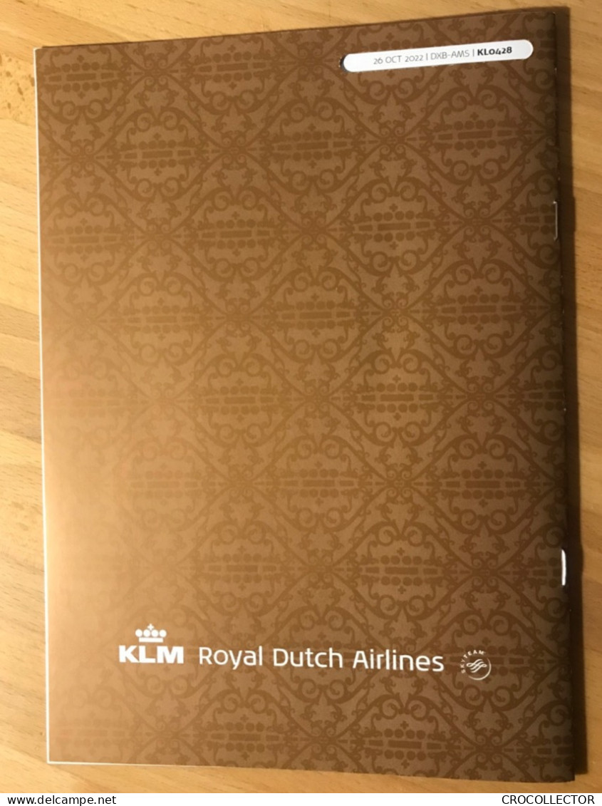 KLM Business Class Menu DXB-AMS 26 OCT 2022 - Menu Kaarten