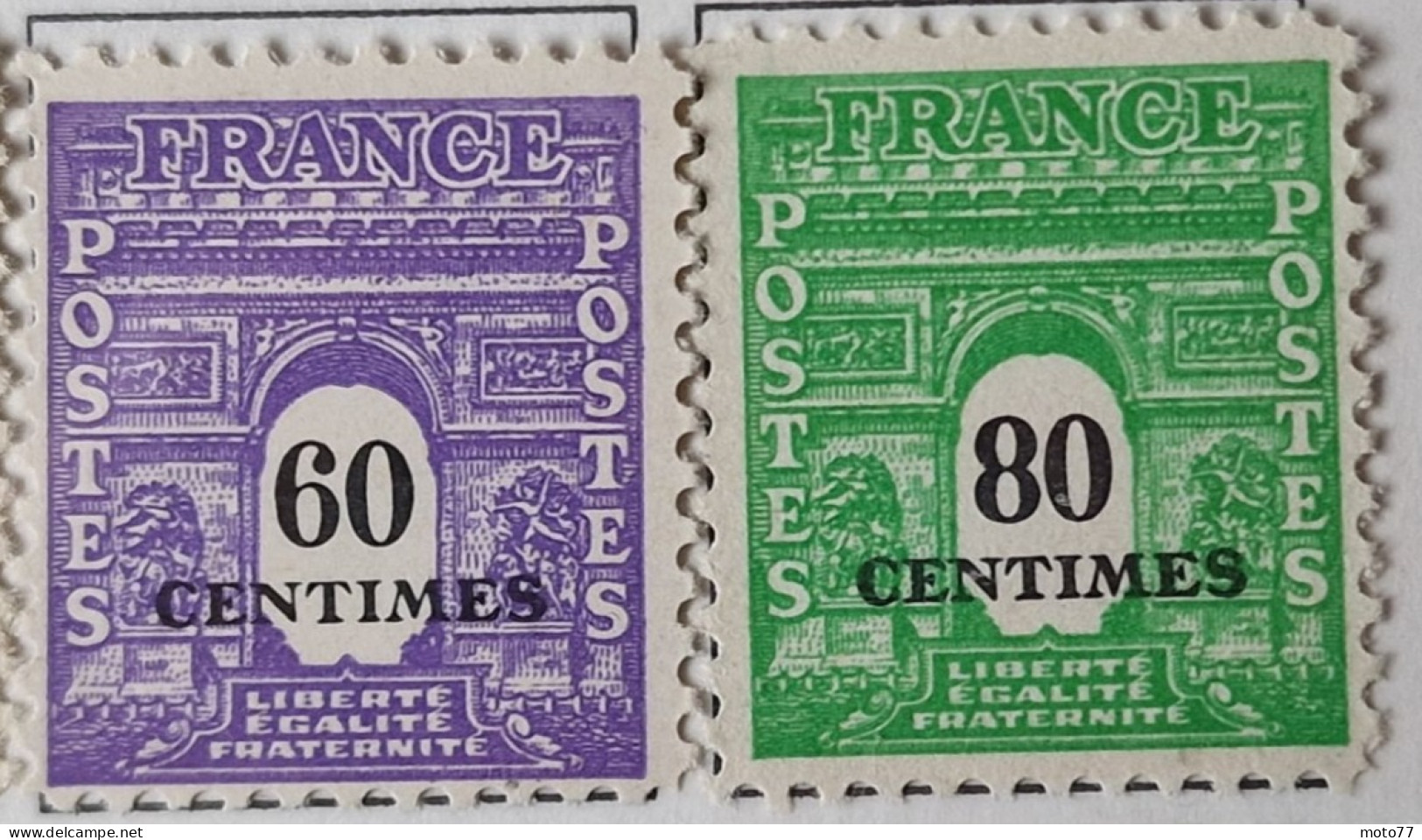 10 TIMBRE France N° 702 703 704 705 706 707 708 709 710 711 Neufs - 1945 - Yvert & Tellier 2003 Coté Minimum 1.50 € - 1944-45 Arco Del Triunfo