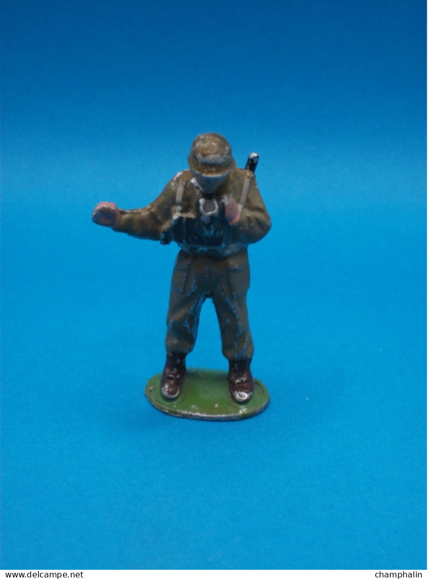 Figurine Aluminium Soldat Quiralu USA GI Avec Radio Téléphone - Fusil Cassé - Armée Militaire Guerre WWII - Quiralu