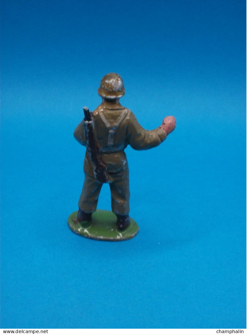 Figurine Aluminium Soldat Quiralu USA GI Avec Radio Téléphone - Fusil Cassé - Armée Militaire Guerre WWII - Quiralu