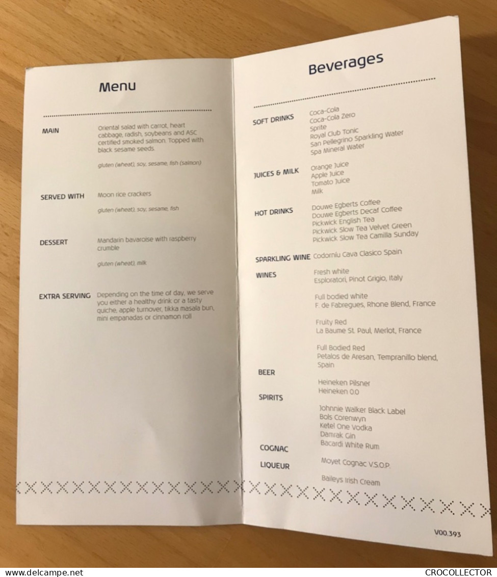 KLM Menu V00.393 - Menu Kaarten