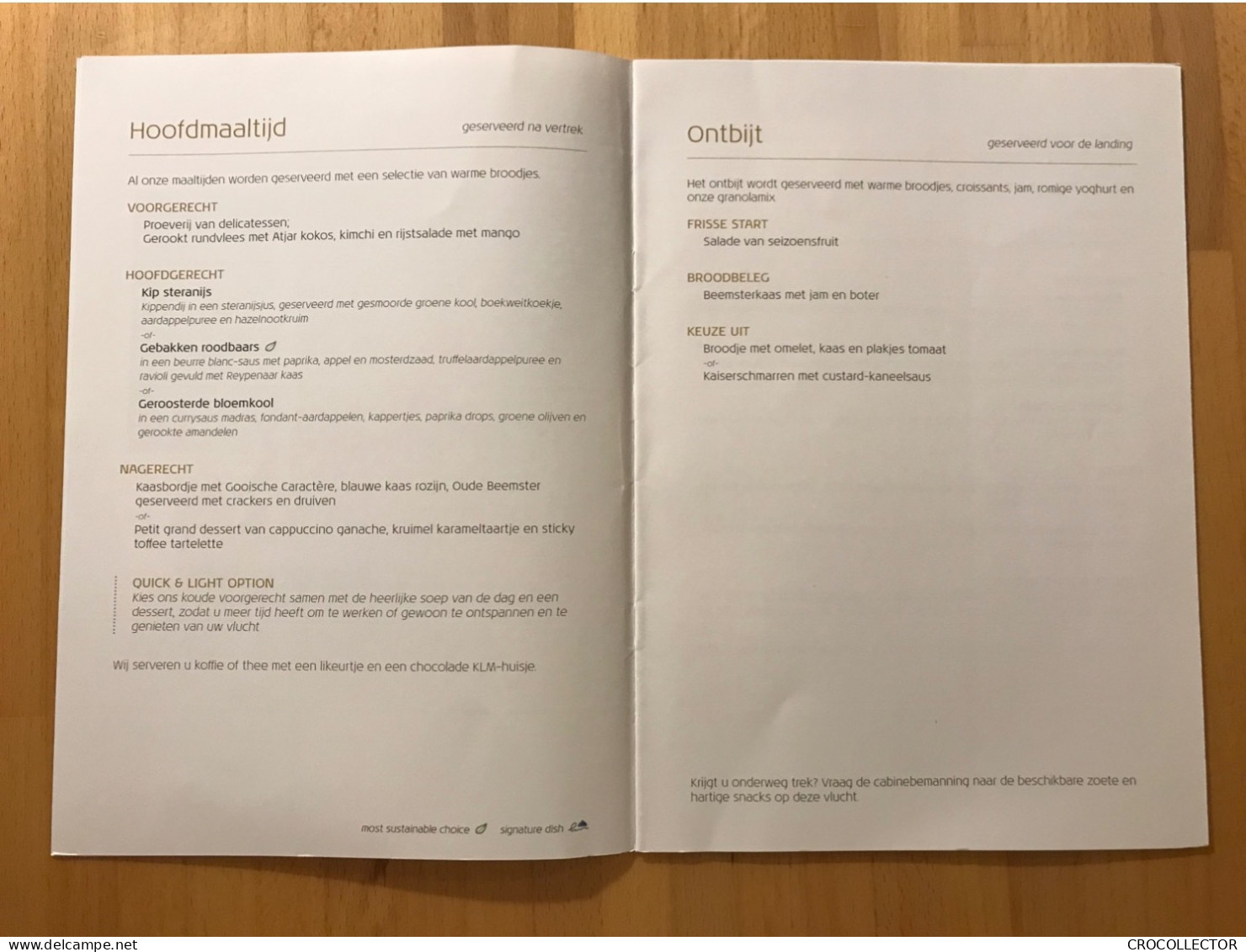 KLM Business Class Menu AMS-SIN 31 DEC 2022 - Menu Cards