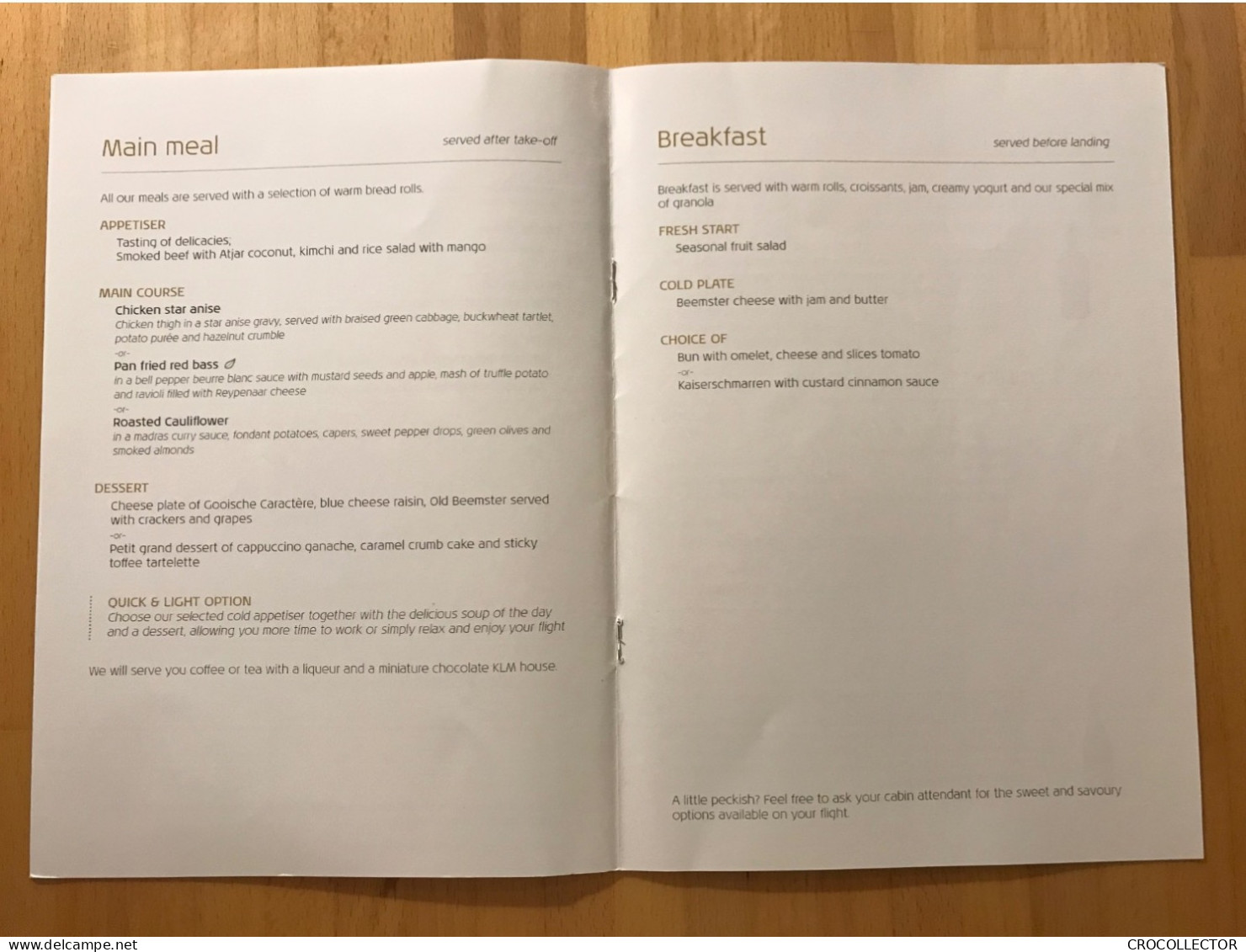 KLM Business Class Menu AMS-SIN 31 DEC 2022 - Menus