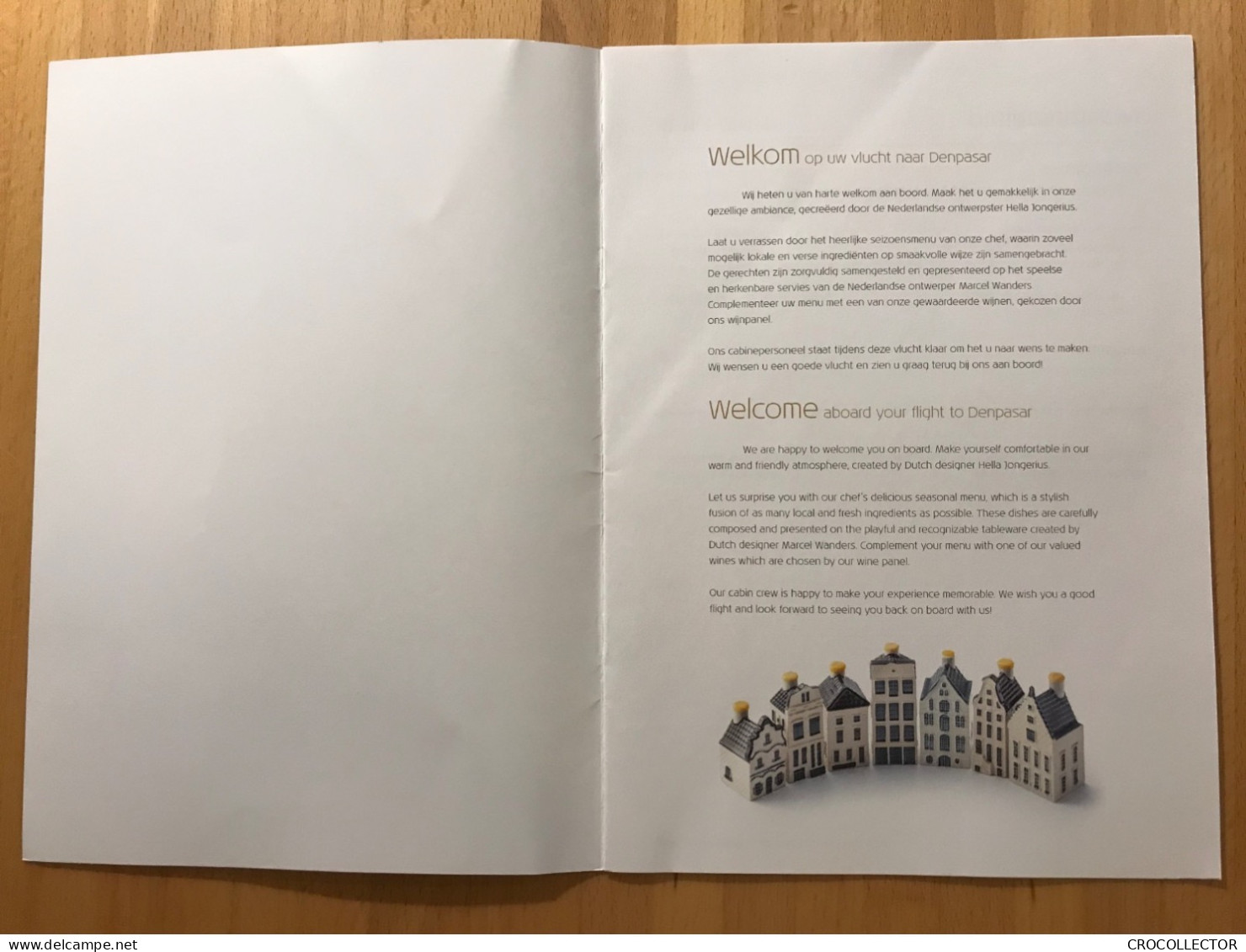 KLM Business Class Menu SIN-DPS 01 JAN 2023 - Menu Cards