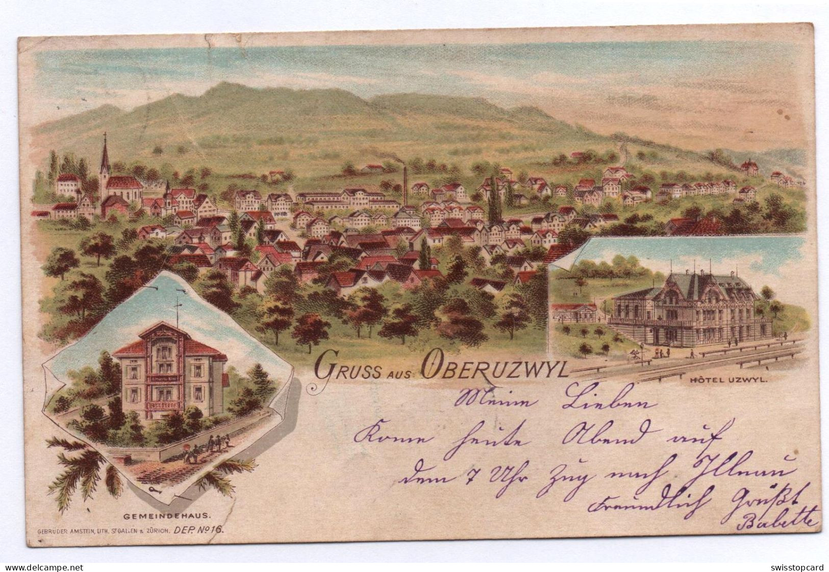 LITHO Gruss Aus OBERUZWIL Gel. 1899 N. Illnau - Uzwil