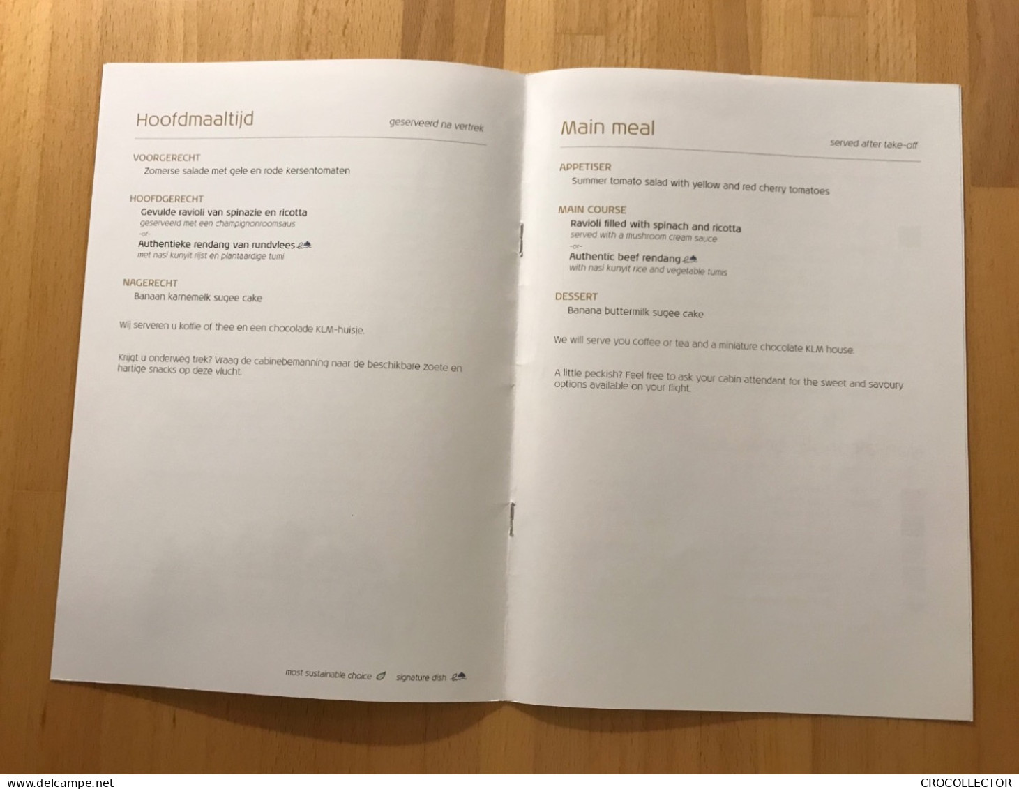 KLM Business Class Menu SIN-DPS 30 JAN 2023 - Menükarten